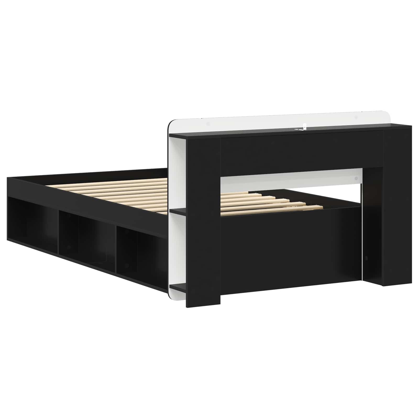 Cadre de lit avec rangement Noir 90 x 190 cm Bois d'ingénierie