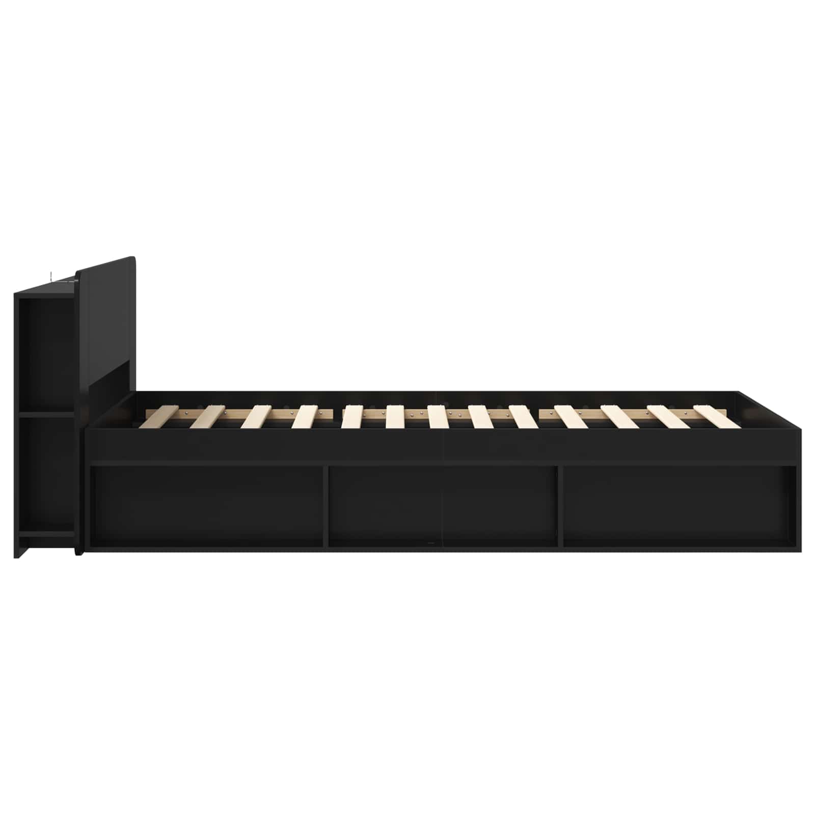Cadre de lit avec rangement Noir 90 x 190 cm Bois d'ingénierie