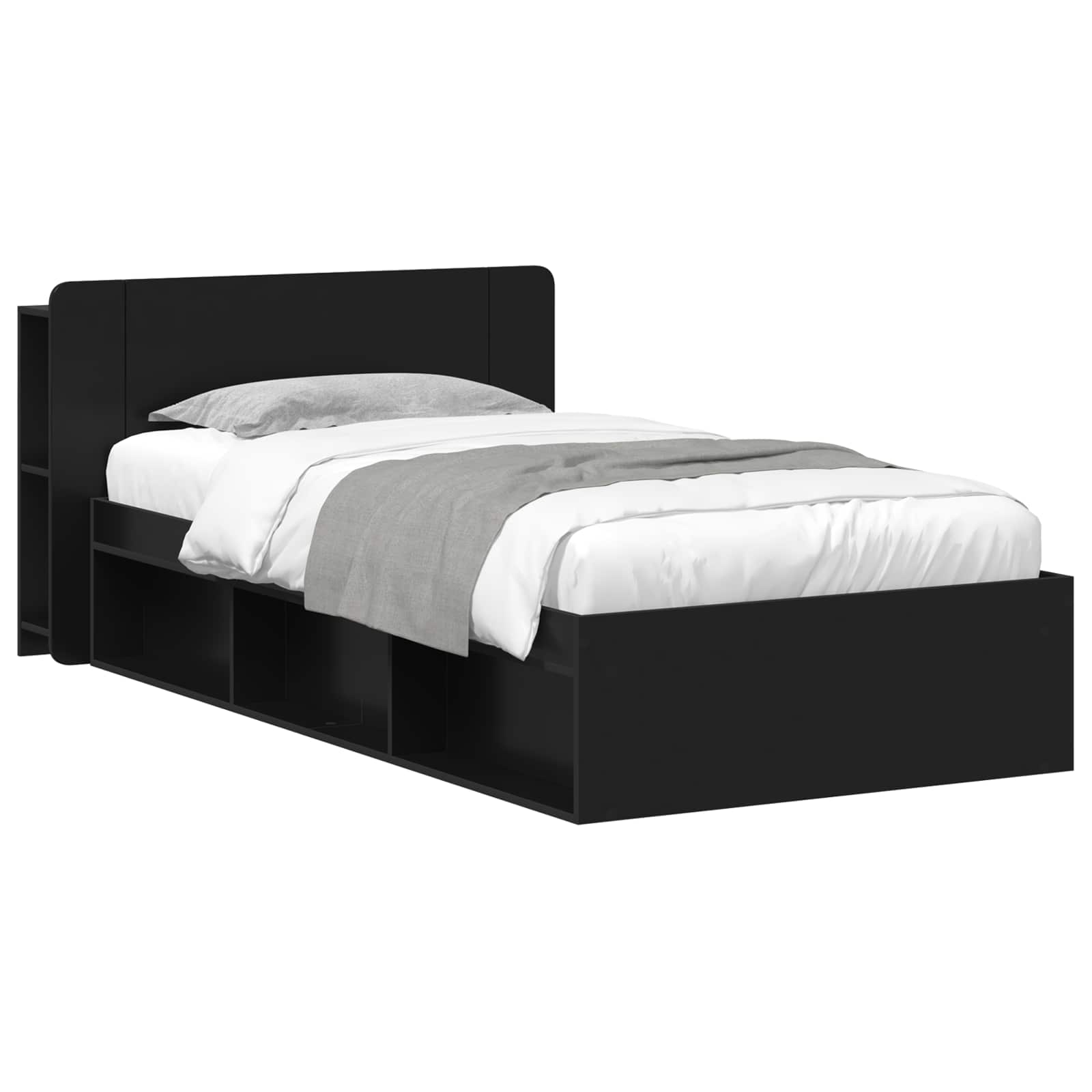 Cadre de lit avec rangement Noir 100 x 200 cm Bois d'ingénierie