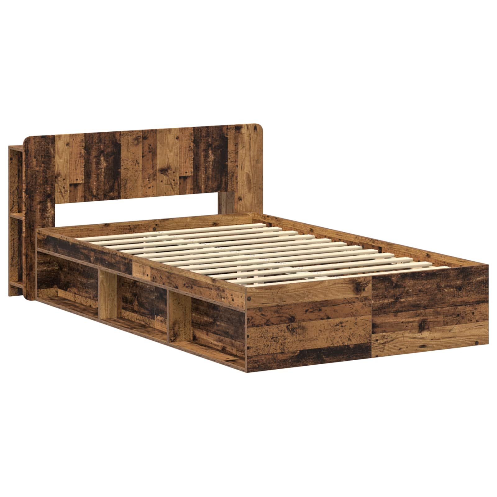Cadre de lit avec rangement Bois ancien 120 x 190 cm