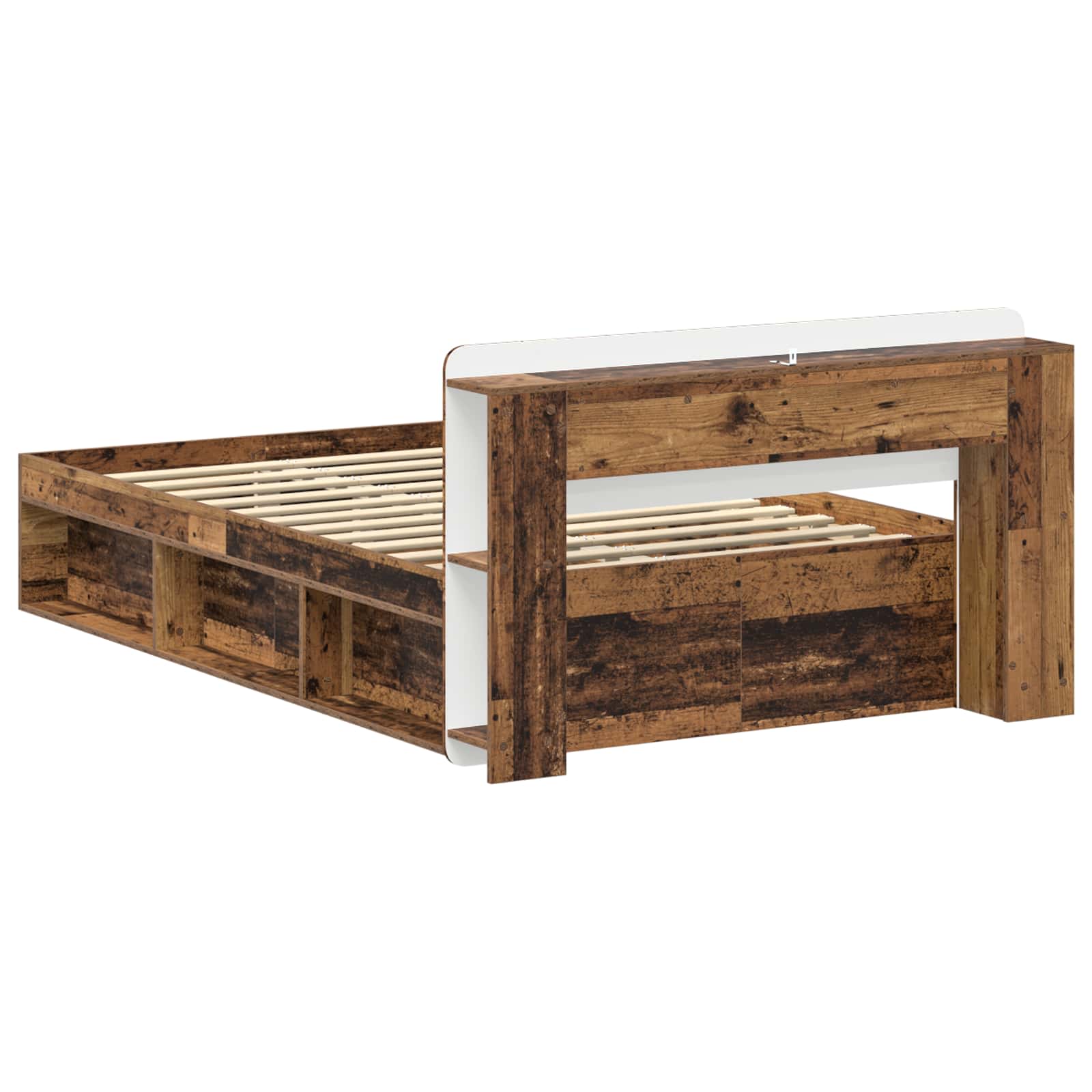 Cadre de lit avec rangement Bois ancien 120 x 200 cm