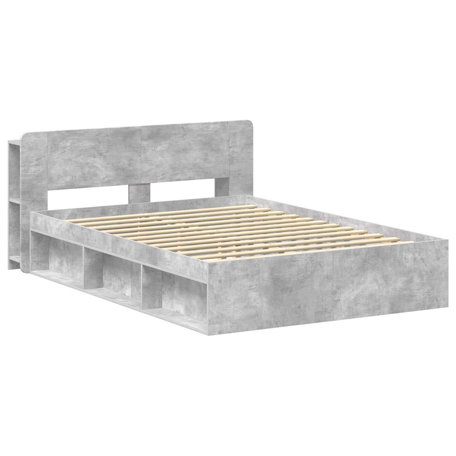 Cadre de lit avec rangement Gris béton 140 x 190 cm