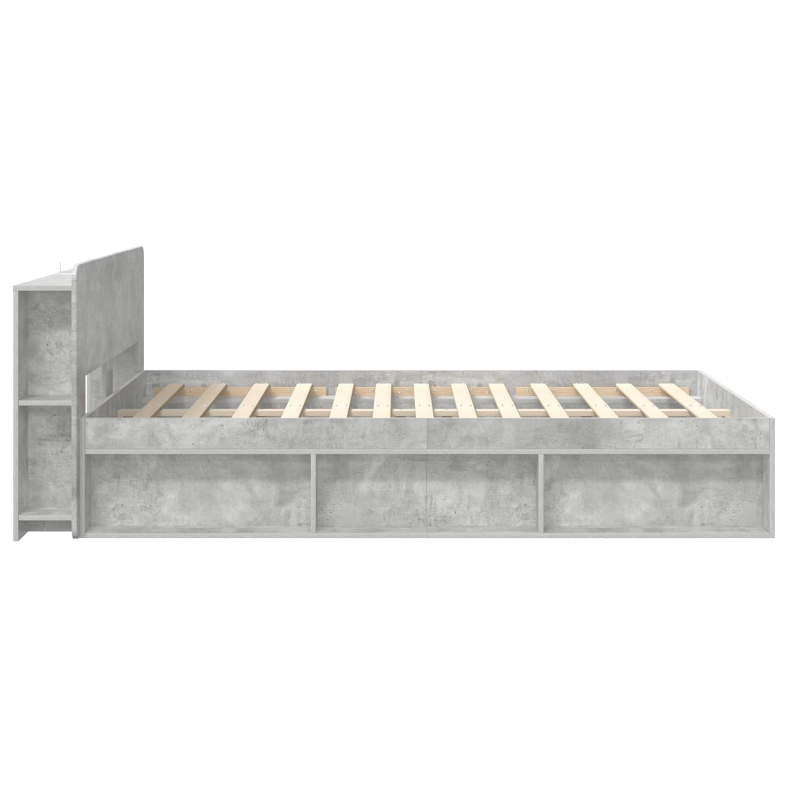 Cadre de lit avec rangement Gris béton 140 x 190 cm