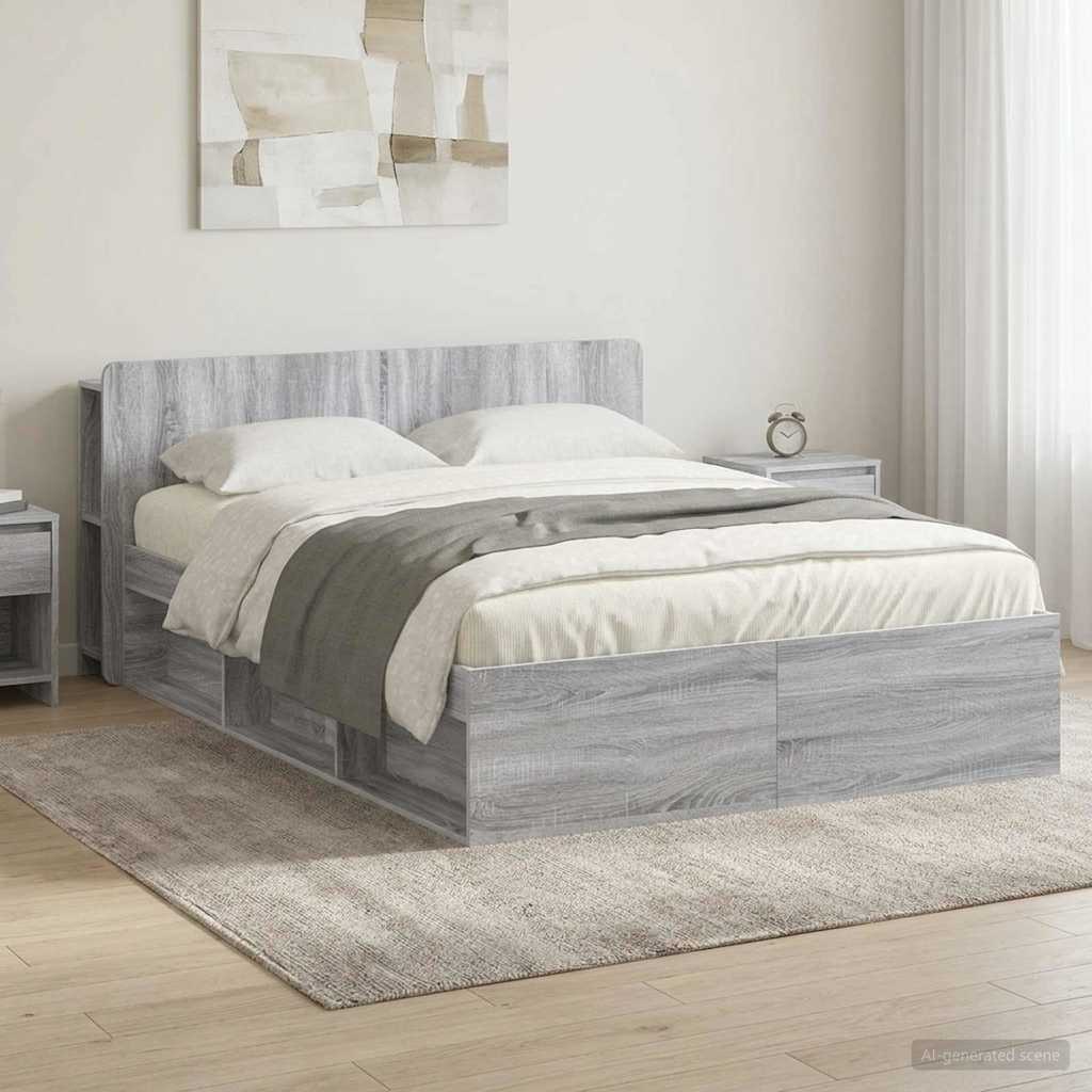 Cadre de lit avec rangement Sonoma gris 140 x 190 cm