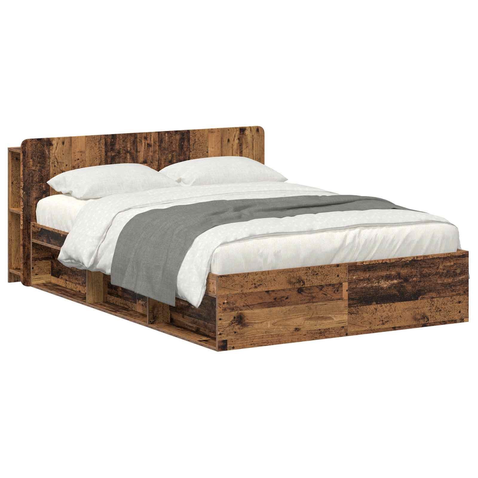 Cadre de lit avec rangement Bois ancien 140 x 190 cm - XIOS