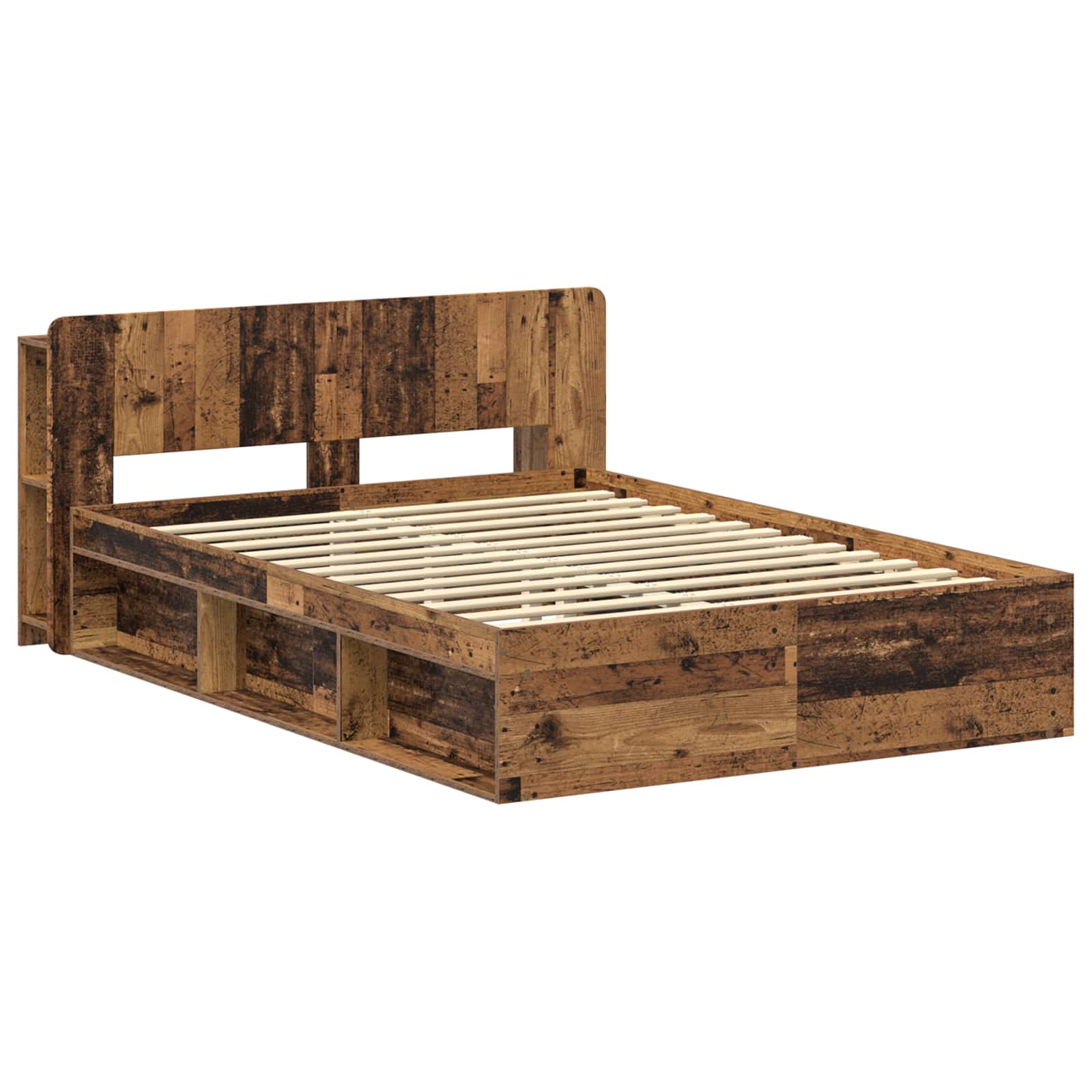 Cadre de lit avec rangement Bois ancien 140 x 190 cm - XIOS