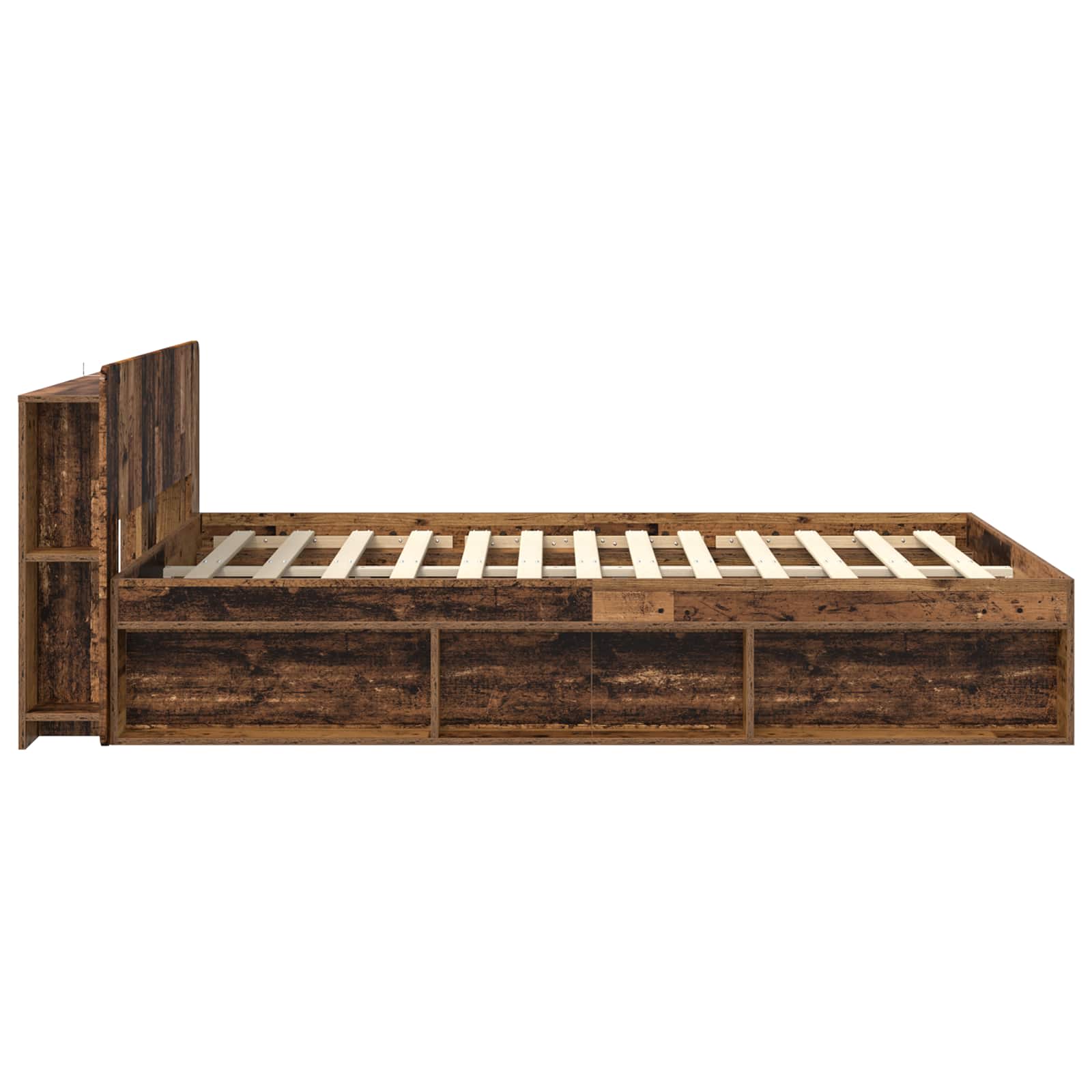 Cadre de lit avec rangement Bois ancien 140 x 190 cm - XIOS
