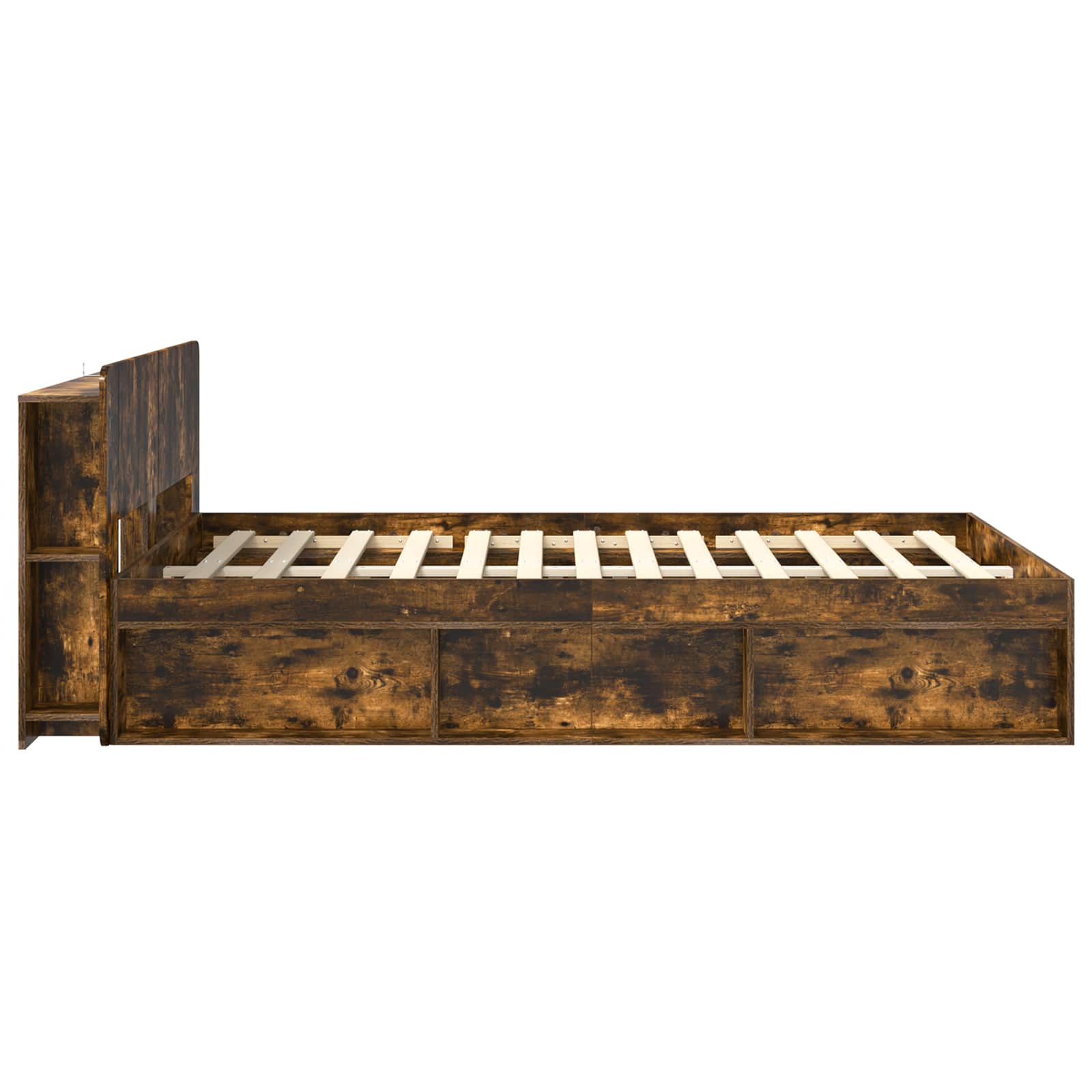 Cadre de lit avec rangement Chêne fumé 140 x 190 cm