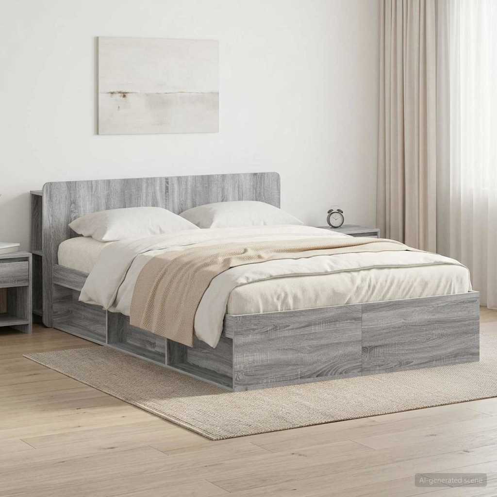 Cadre de lit avec rangement Sonoma gris 150 x 200 cm