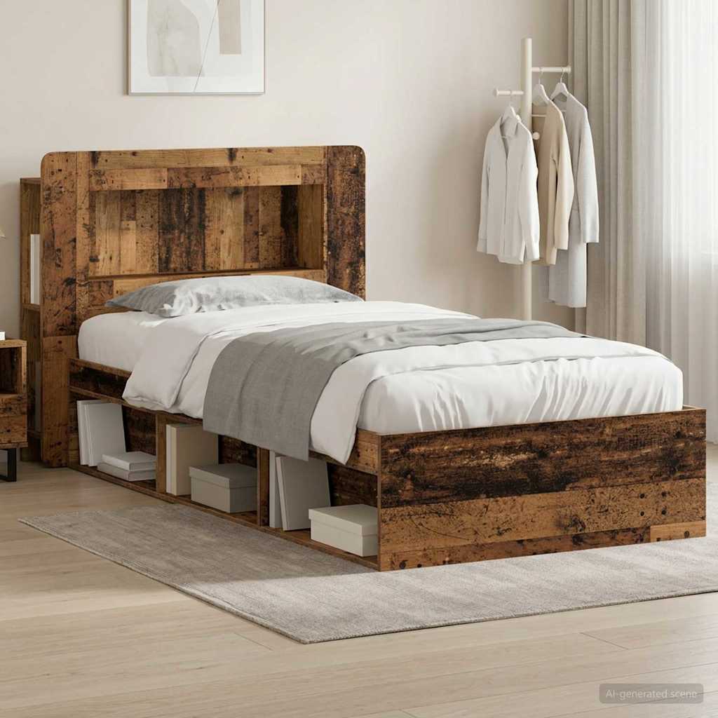 Cadre de lit avec rangement Bois ancien 75 x 190 cm - XIOS