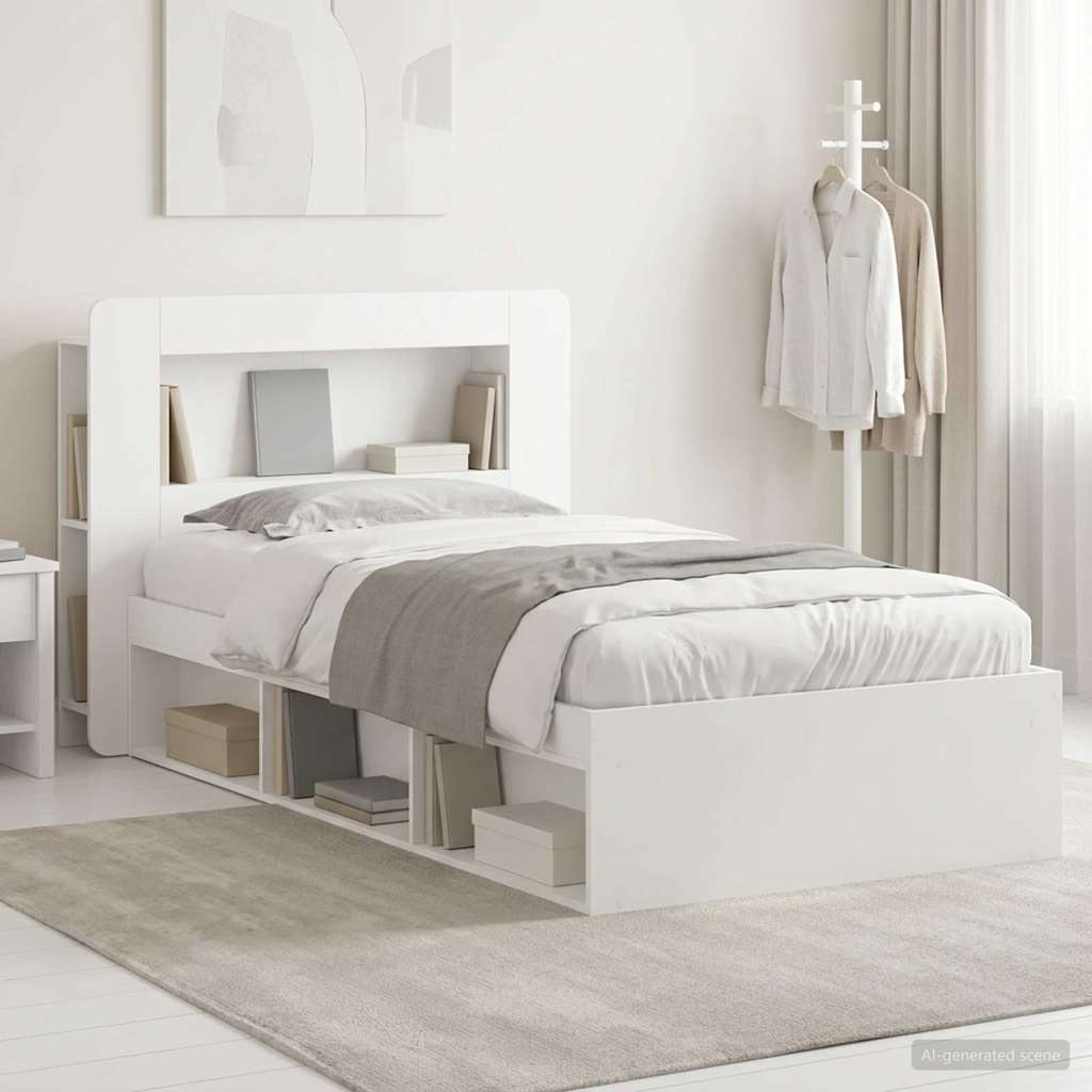 Cadre de lit avec rangement Blanc 75 x 190 cm Bois d'ingénierie - XIOS