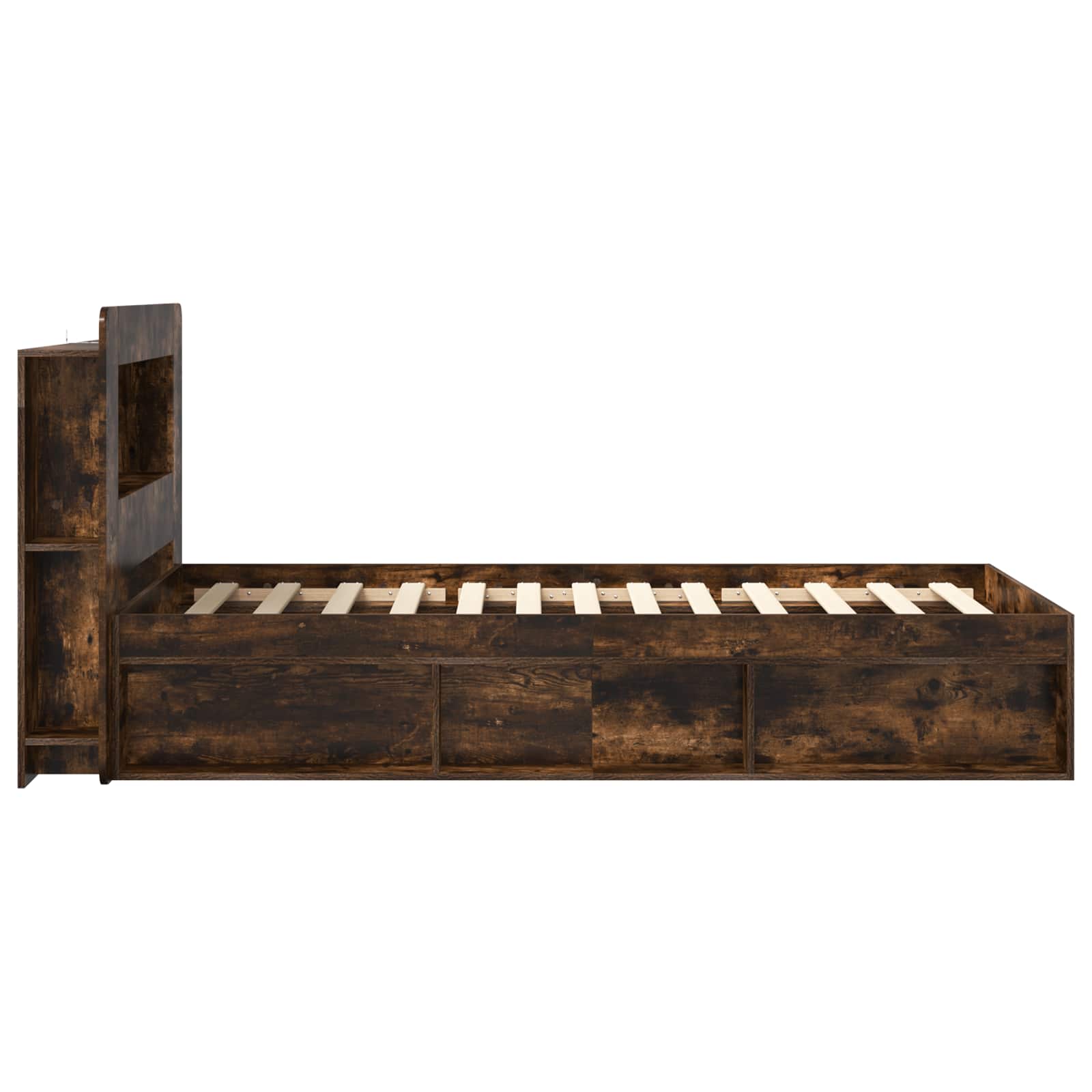 Cadre de lit avec rangement Chêne fumé 80 x 200 cm