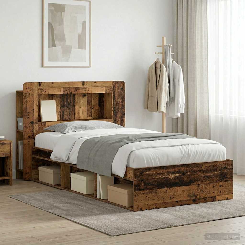 Cadre de lit avec rangement Bois ancien 90 x 200 cm - XIOS