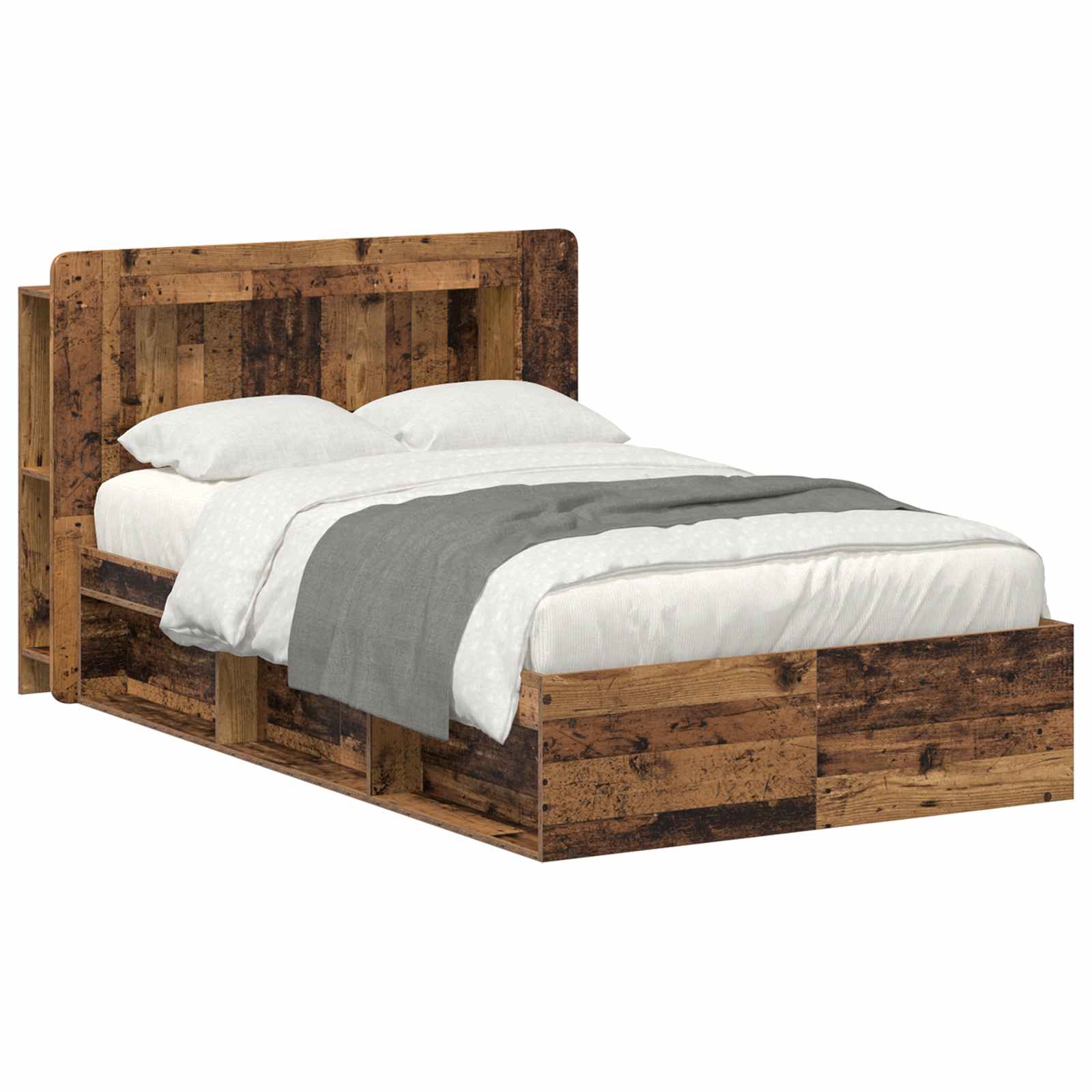 Cadre de lit avec rangement Bois ancien 120 x 190 cm