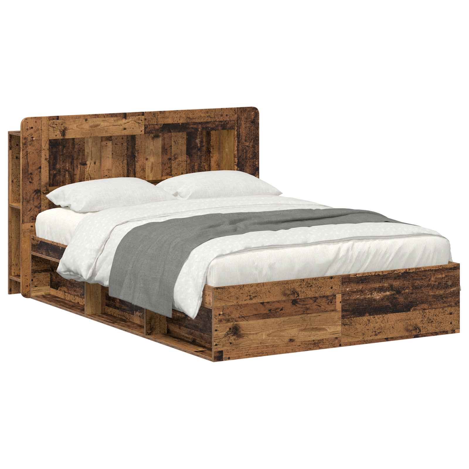 Cadre de lit avec rangement Bois ancien 135 x 190 cm - XIOS