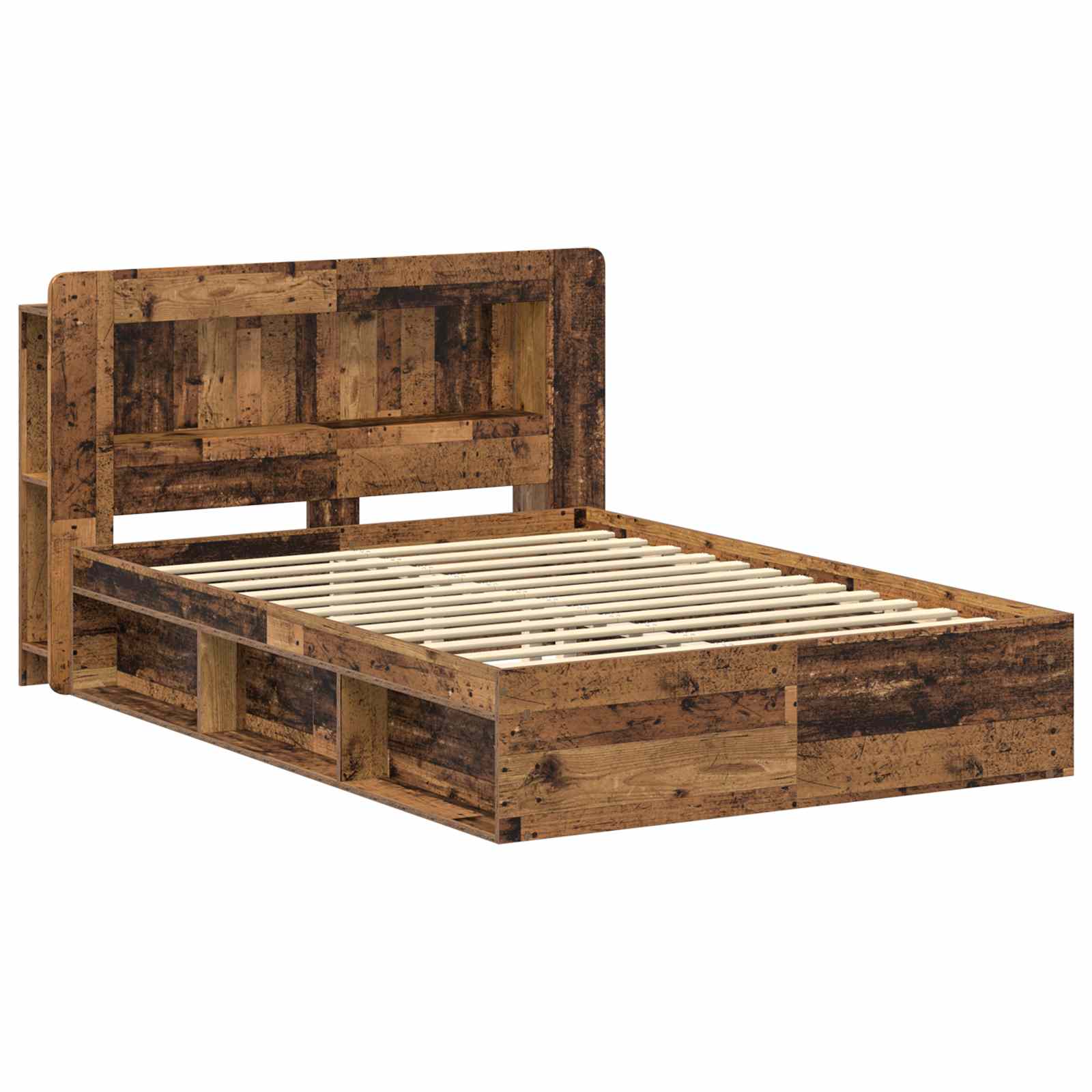Cadre de lit avec rangement Bois ancien 135 x 190 cm - XIOS