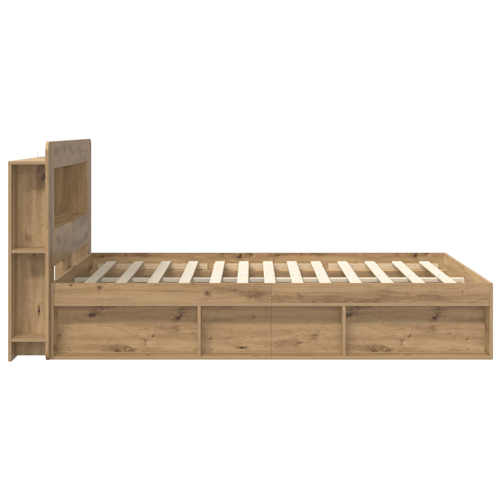 Cadre de lit avec rangement Chêne artisanal 140 x 190 cm - XIOS