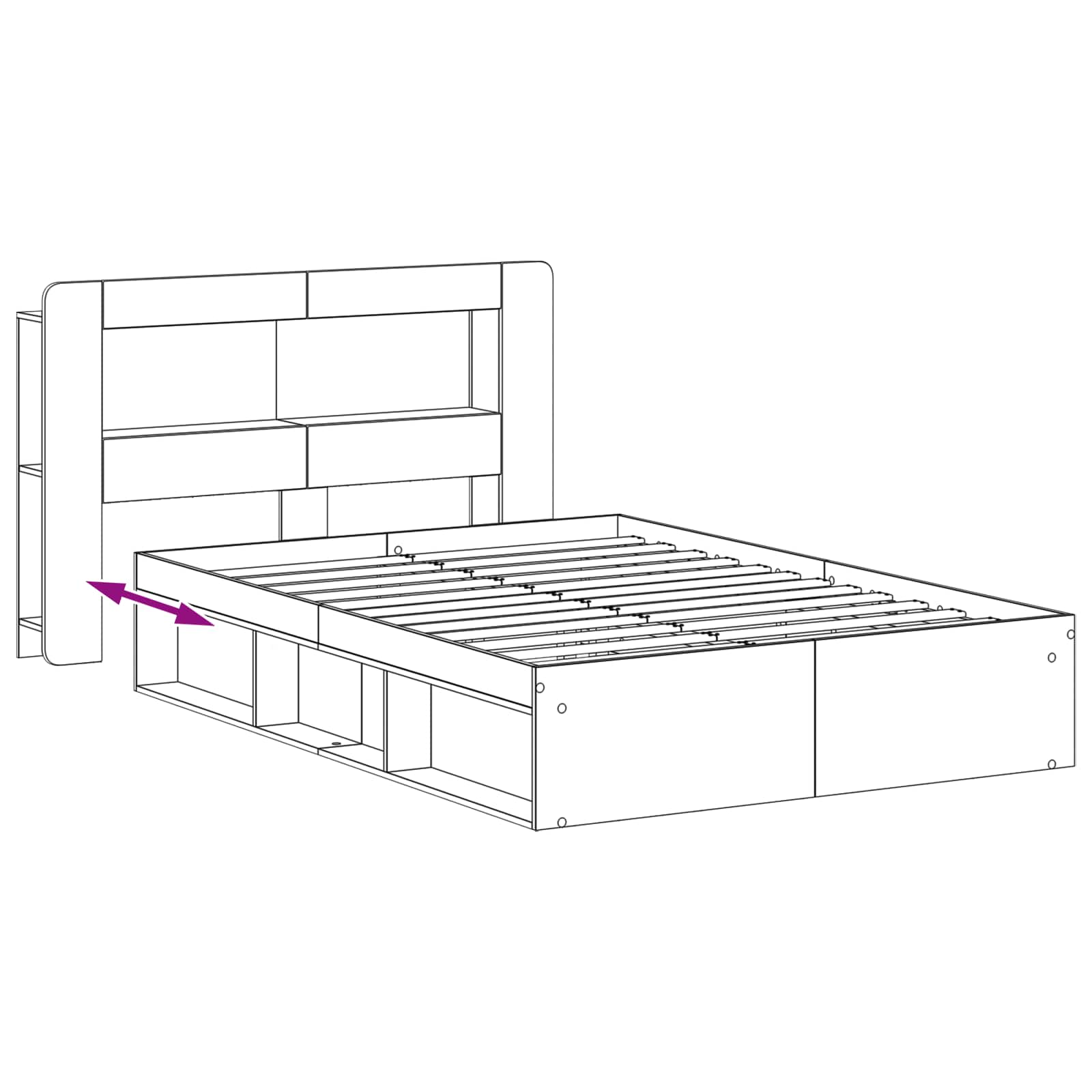 Cadre de lit avec rangement Bois ancien 140 x 190 cm - XIOS