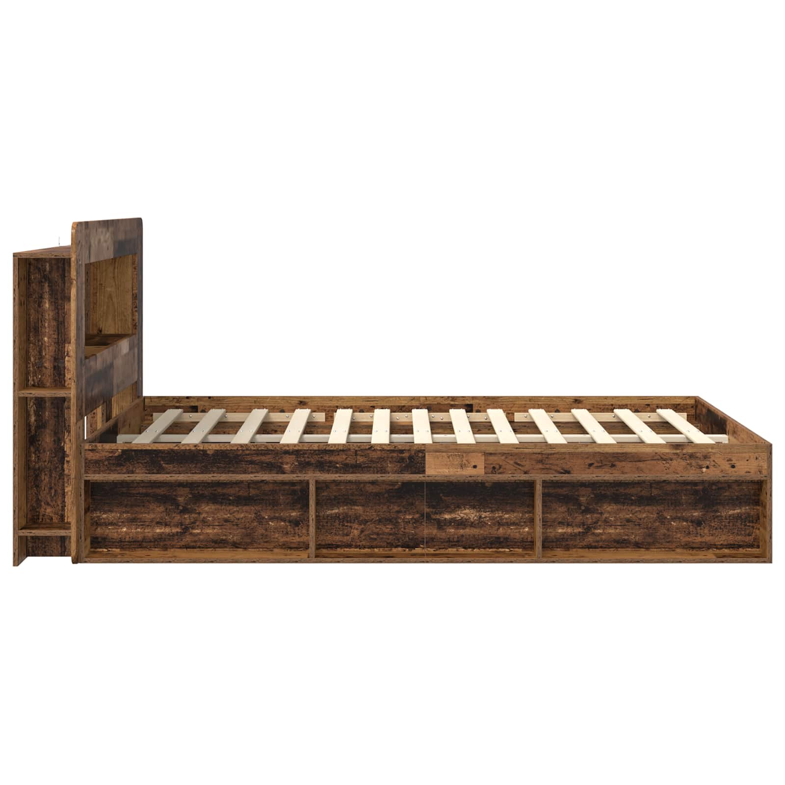 Cadre de lit avec rangement Bois ancien 140 x 190 cm - XIOS