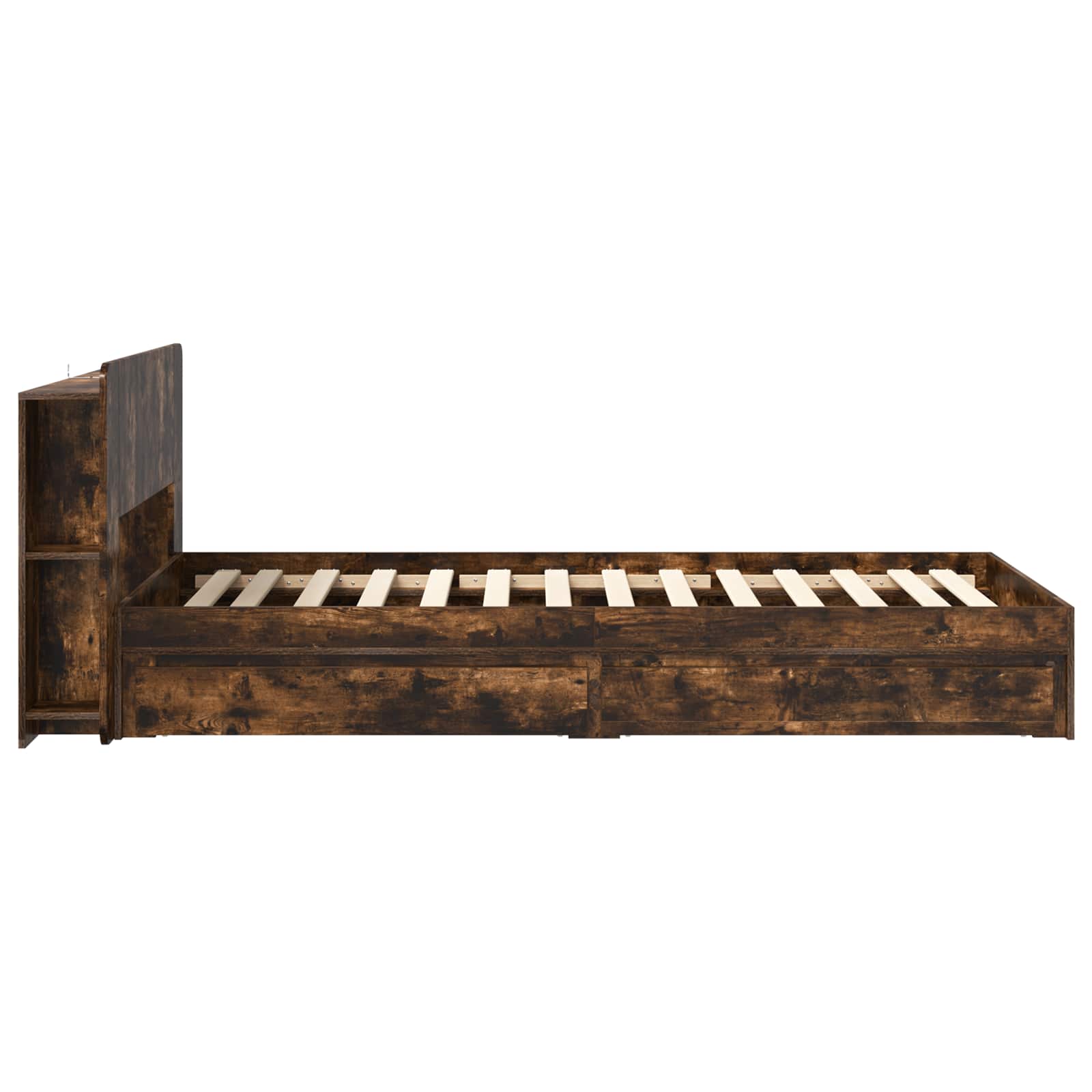 Cadre de lit avec rangement avec tiroir Chêne fumé 90 x 190 cm