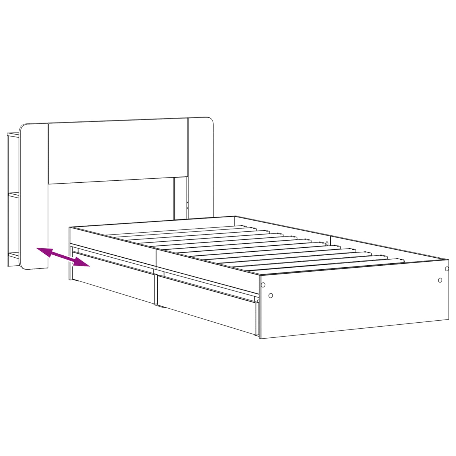 Cadre de lit avec rangement Chêne Sonoma 90 x 190 cm - XIOS