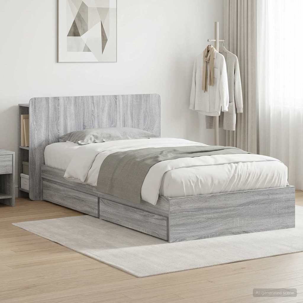 Cadre de lit avec rangement Sonoma gris 100 x 200 cm