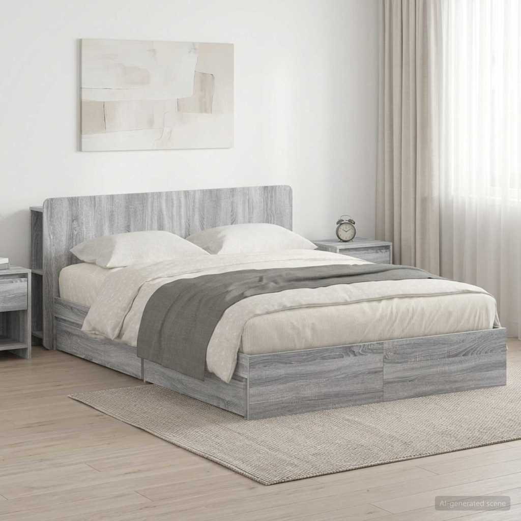 Cadre de lit avec rangement Sonoma gris 140 x 200 cm - XIOS