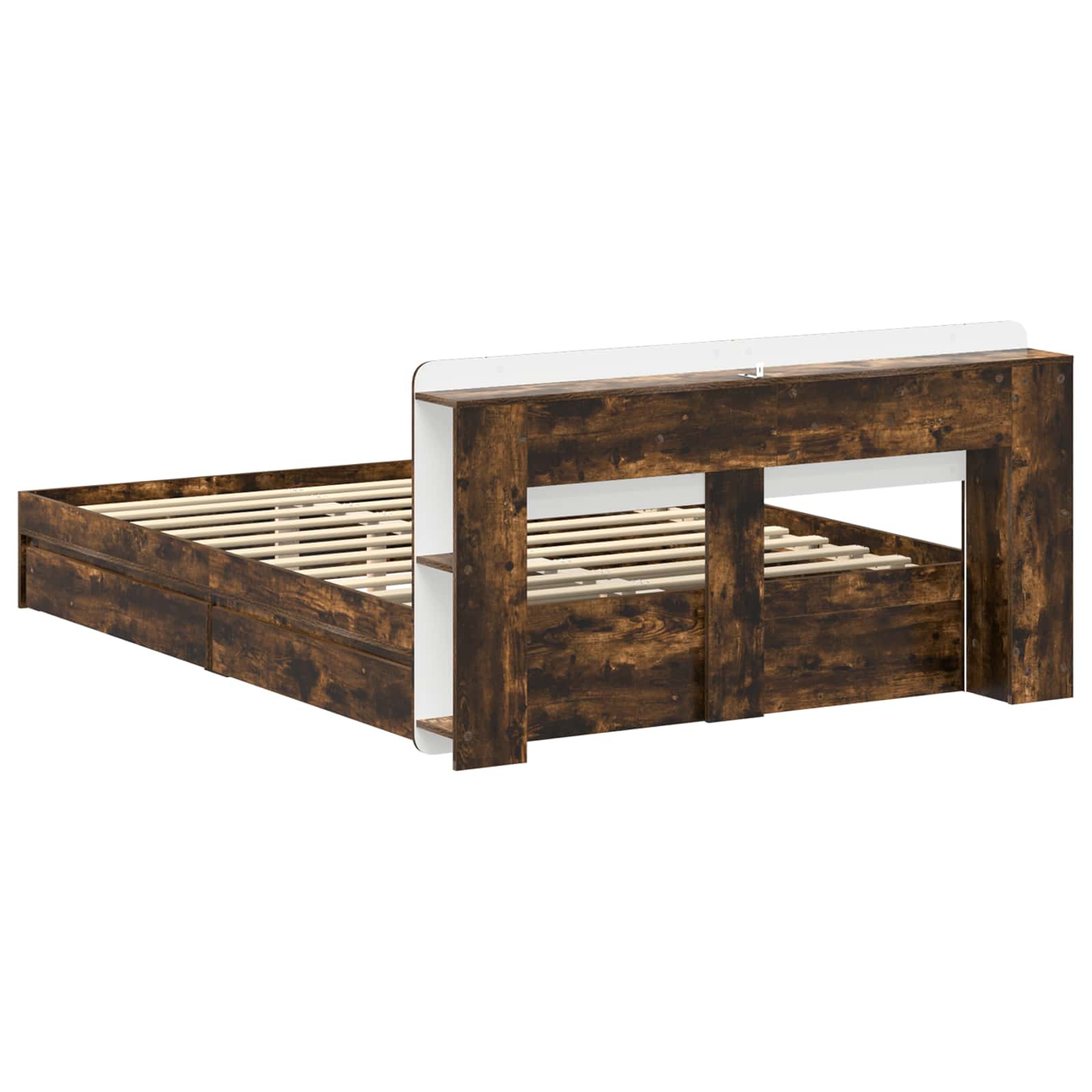 Cadre de lit avec rangement avec tiroir Chêne fumé 135 x 190 cm - XIOS
