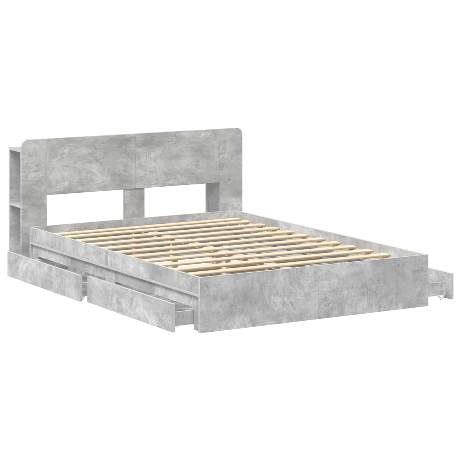 Cadre de lit avec rangement avec tiroir Gris béton 150 x 200 cm - XIOS
