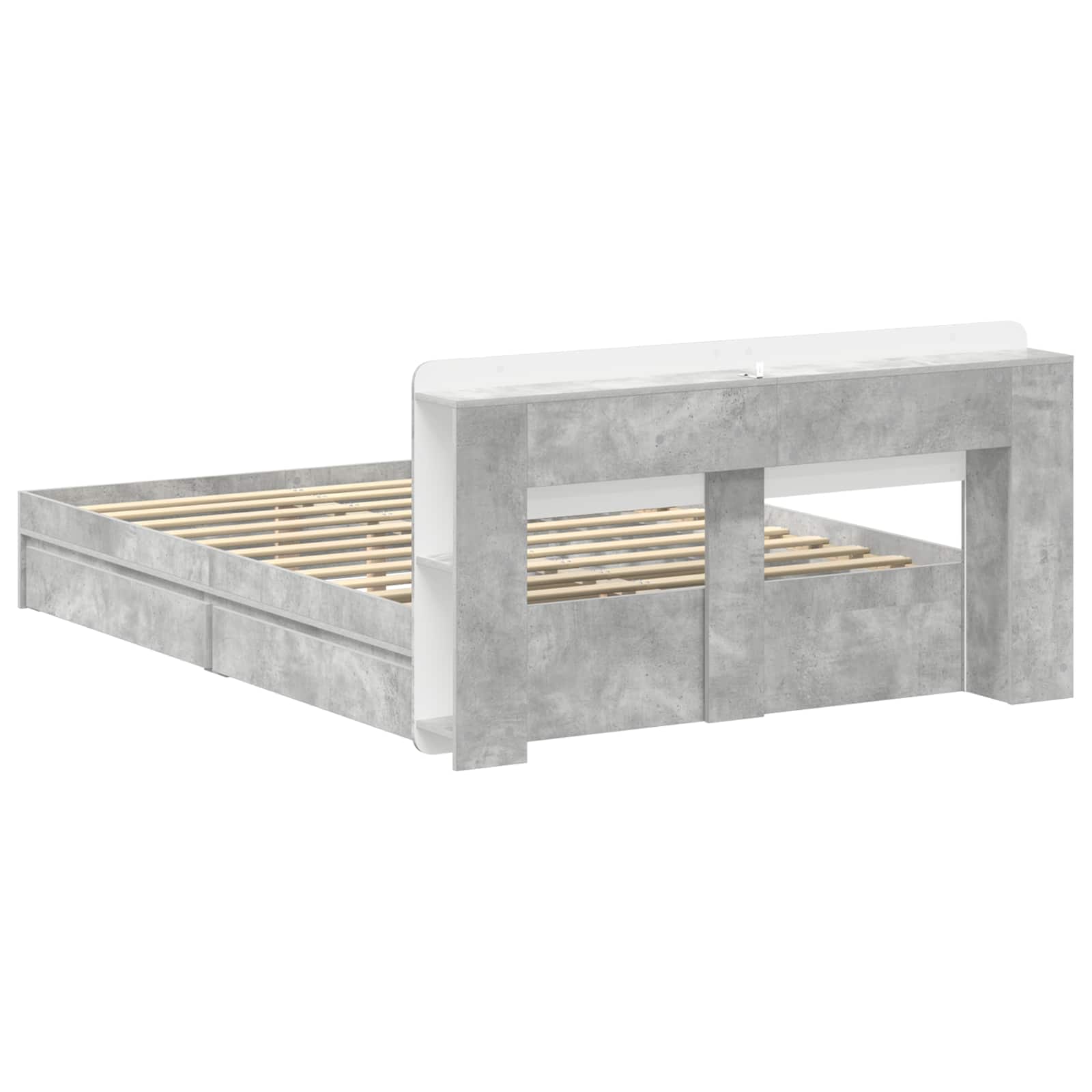 Cadre de lit avec rangement avec tiroir Gris béton 150 x 200 cm - XIOS