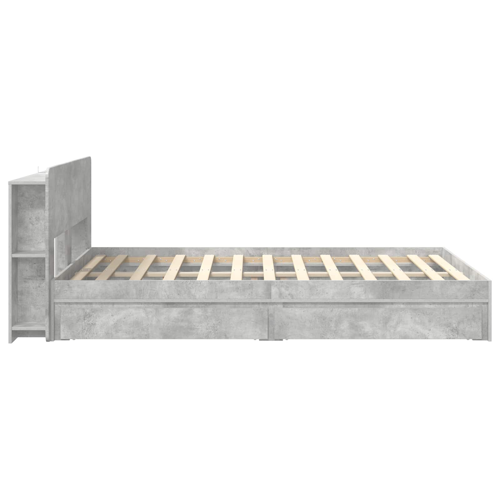 Cadre de lit avec rangement avec tiroir Gris béton 150 x 200 cm - XIOS