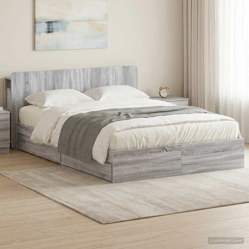 Cadre de lit avec rangement Sonoma gris 160 x 200 cm - XIOS
