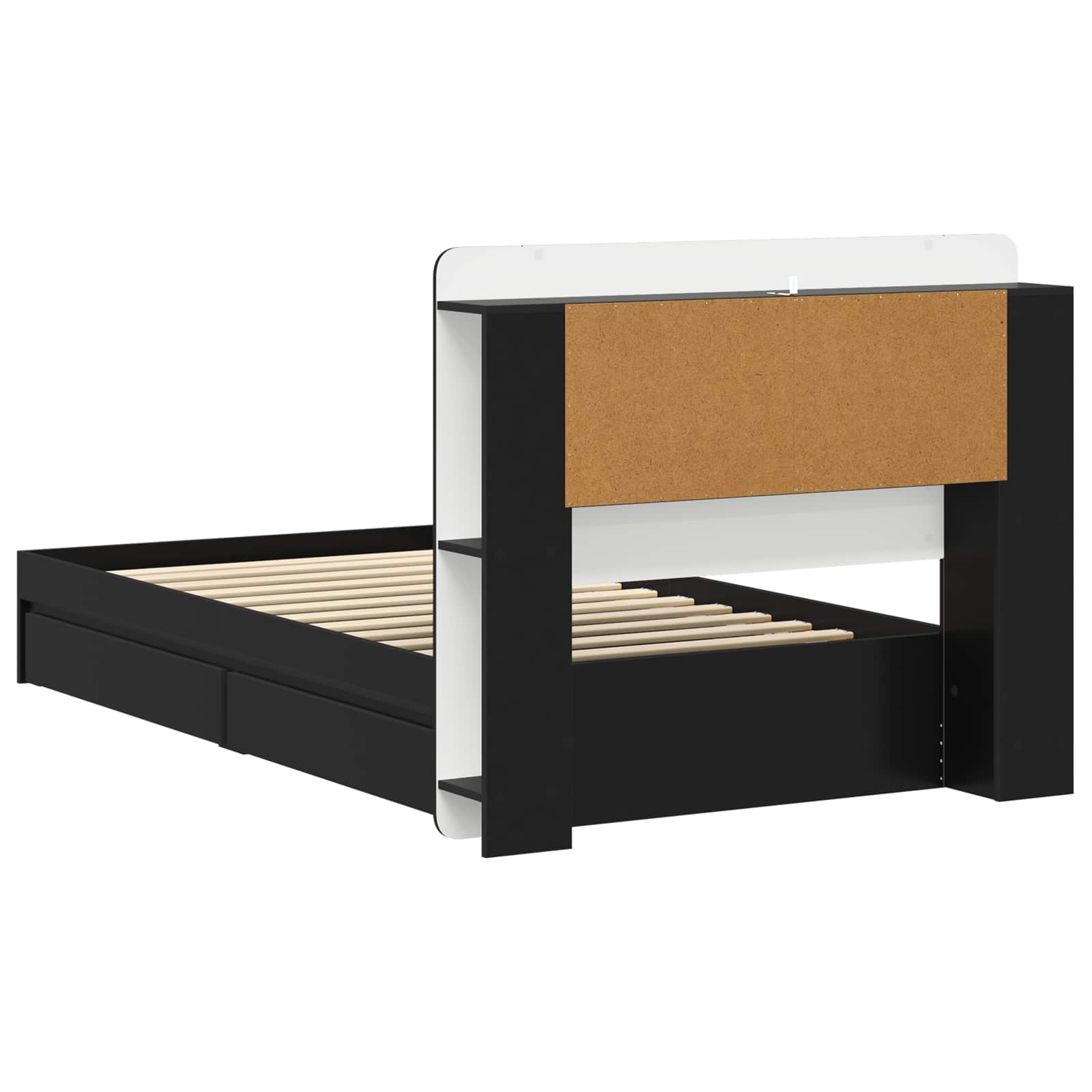 Cadre de lit avec rangement Noir 75 x 190 cm Bois d'ingénierie