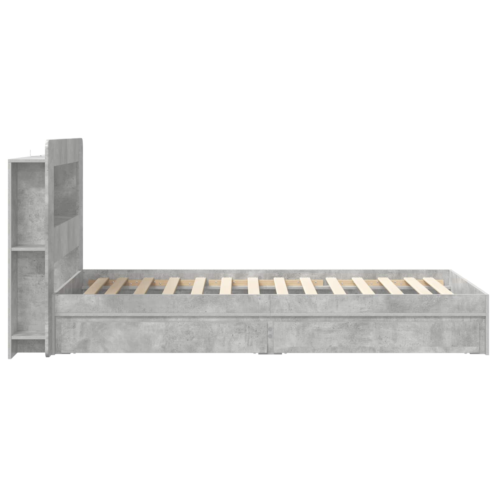 Cadre de lit avec rangement avec tiroir Gris béton 90 x 190 cm