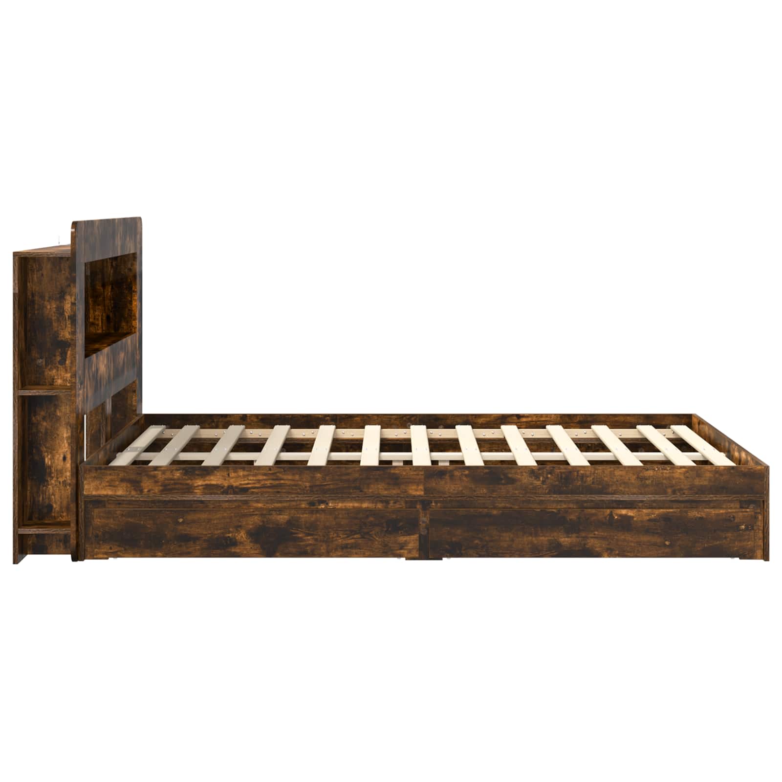 Cadre de lit avec rangement avec tiroir Chêne fumé 135 x 190 cm