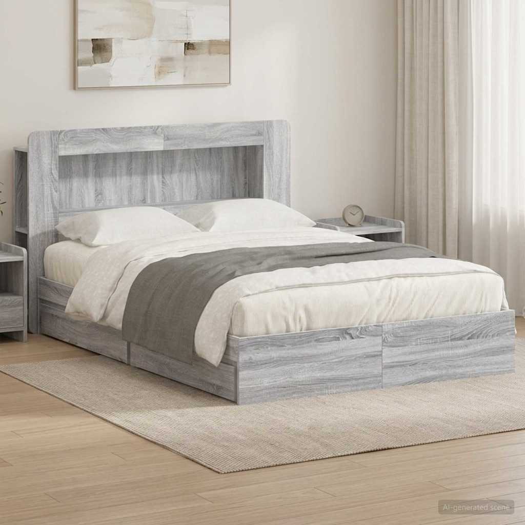 Cadre de lit avec rangement Sonoma gris 160 x 200 cm