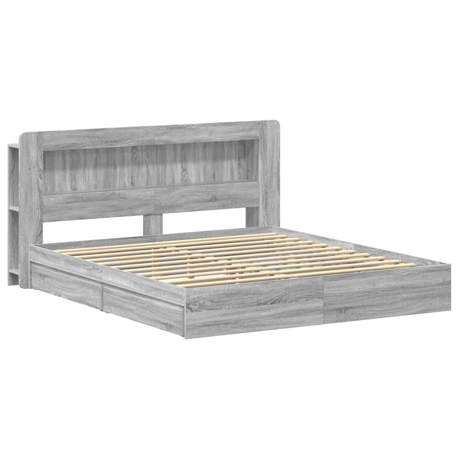 Cadre de lit avec rangement Sonoma gris 200 x 200 cm