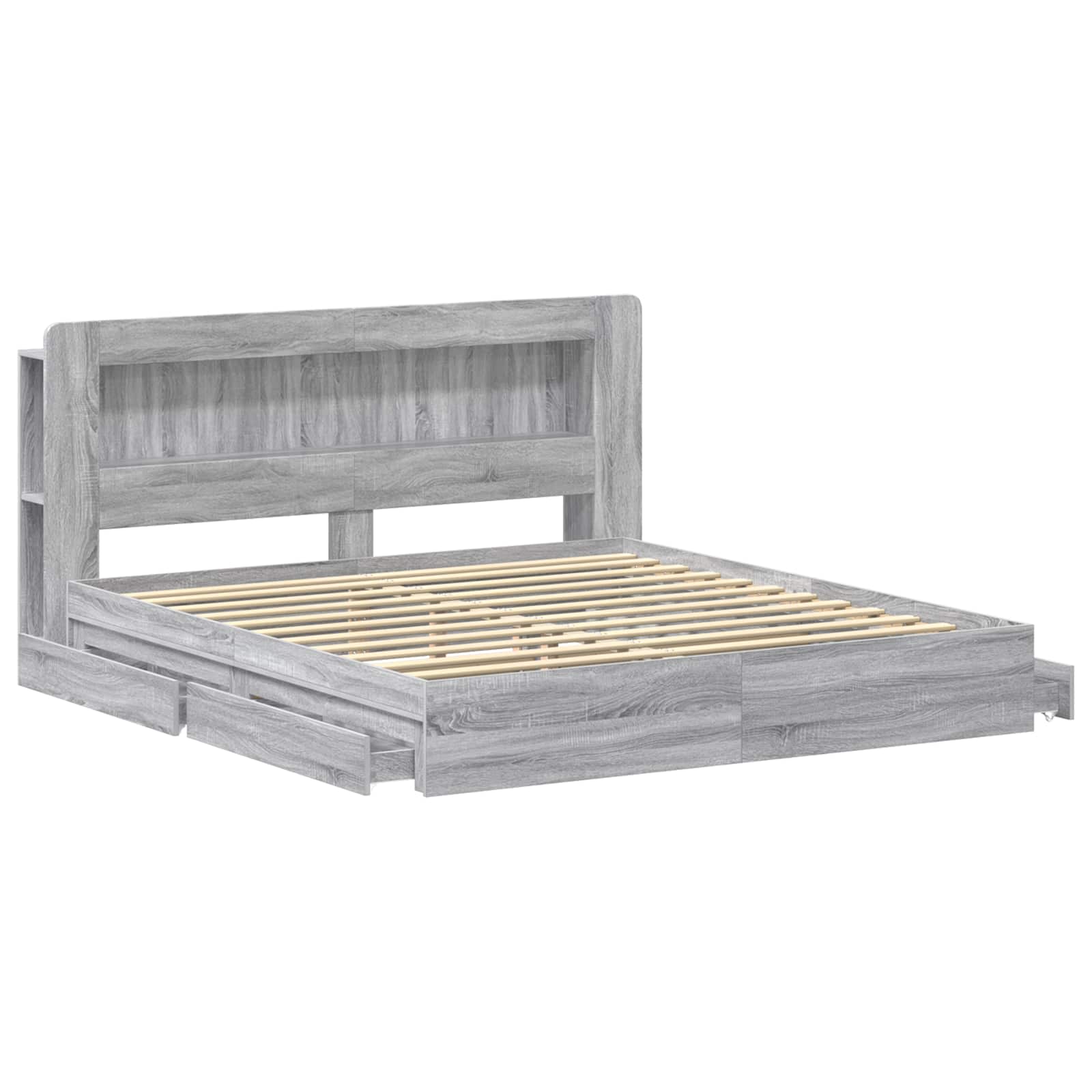 Cadre de lit avec rangement Sonoma gris 200 x 200 cm