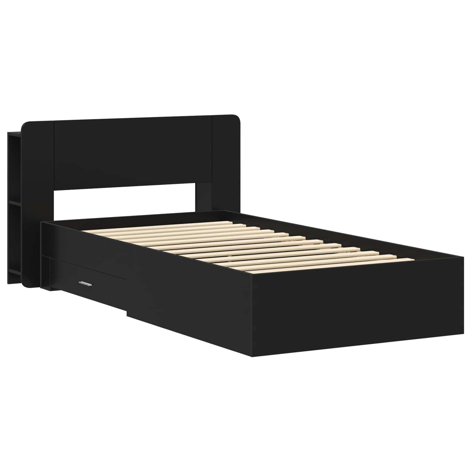 Cadre de lit avec rangement Noir 75 x 190 cm Bois d'ingénierie