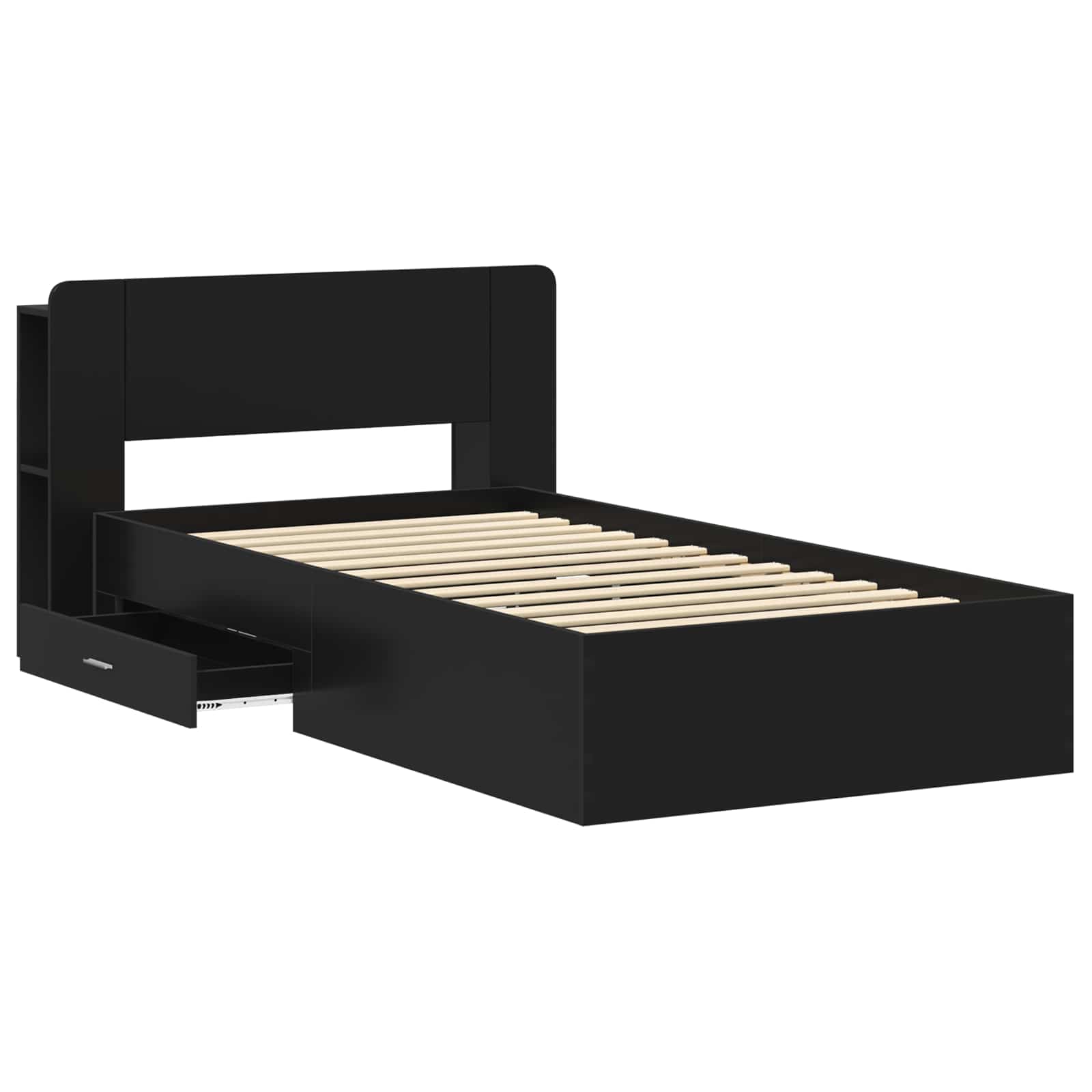 Cadre de lit avec rangement Noir 75 x 190 cm Bois d'ingénierie
