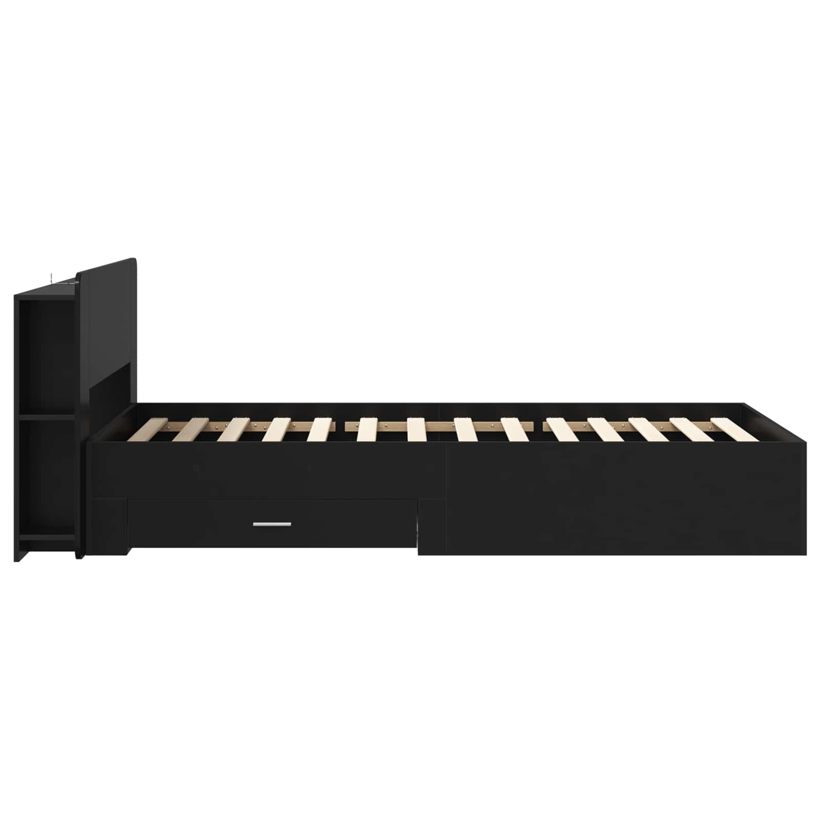 Cadre de lit avec rangement Noir 75 x 190 cm Bois d'ingénierie