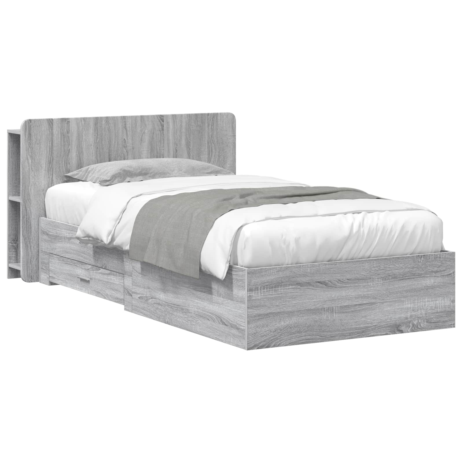 Cadre de lit avec rangement Sonoma gris 75 x 190 cm