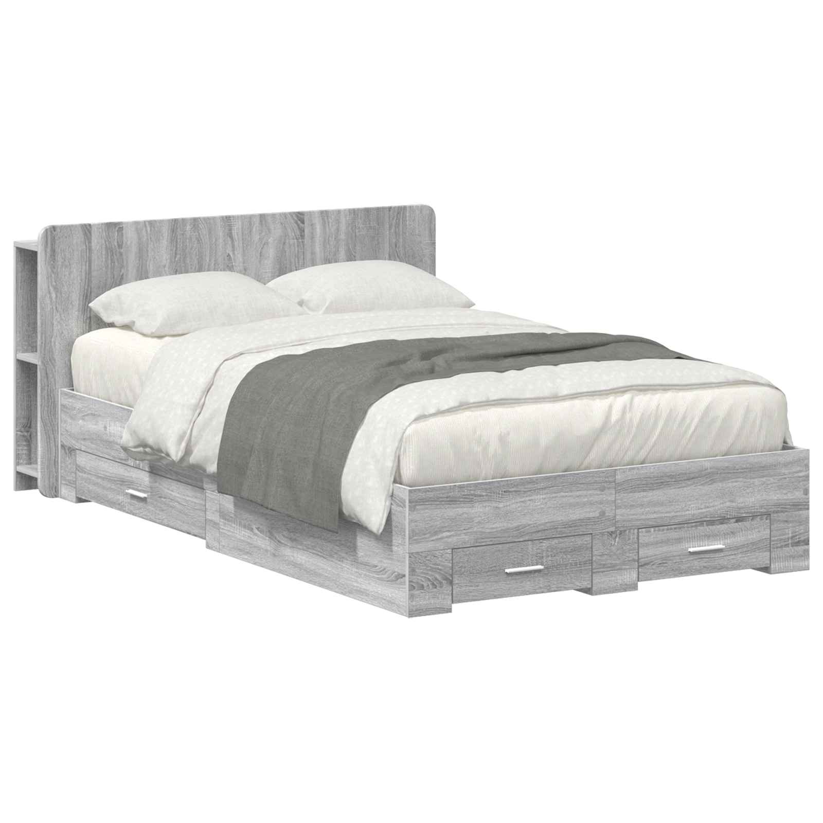 Cadre de lit avec rangement Sonoma gris 120 x 190 cm