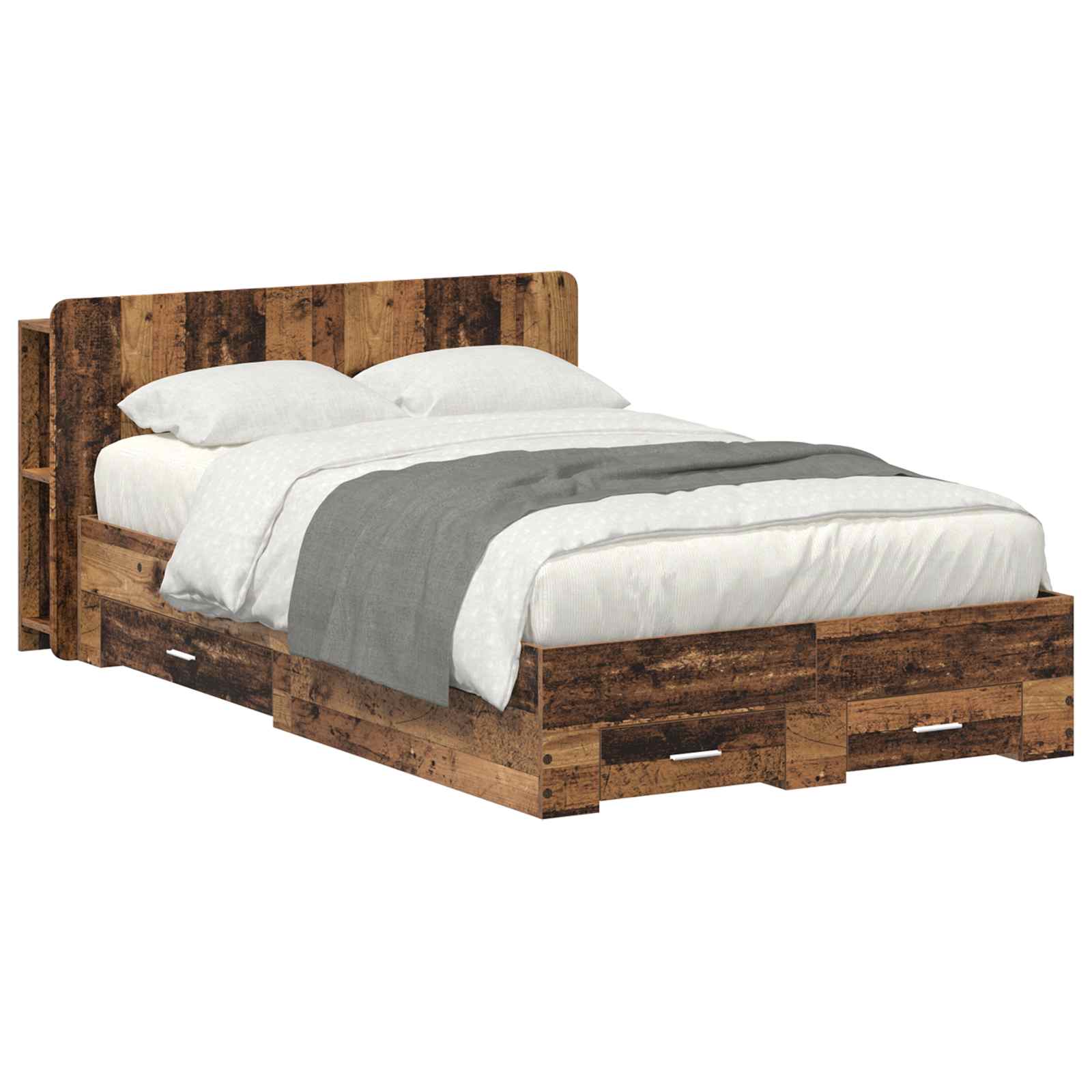 Cadre de lit avec rangement Bois ancien 120 x 190 cm