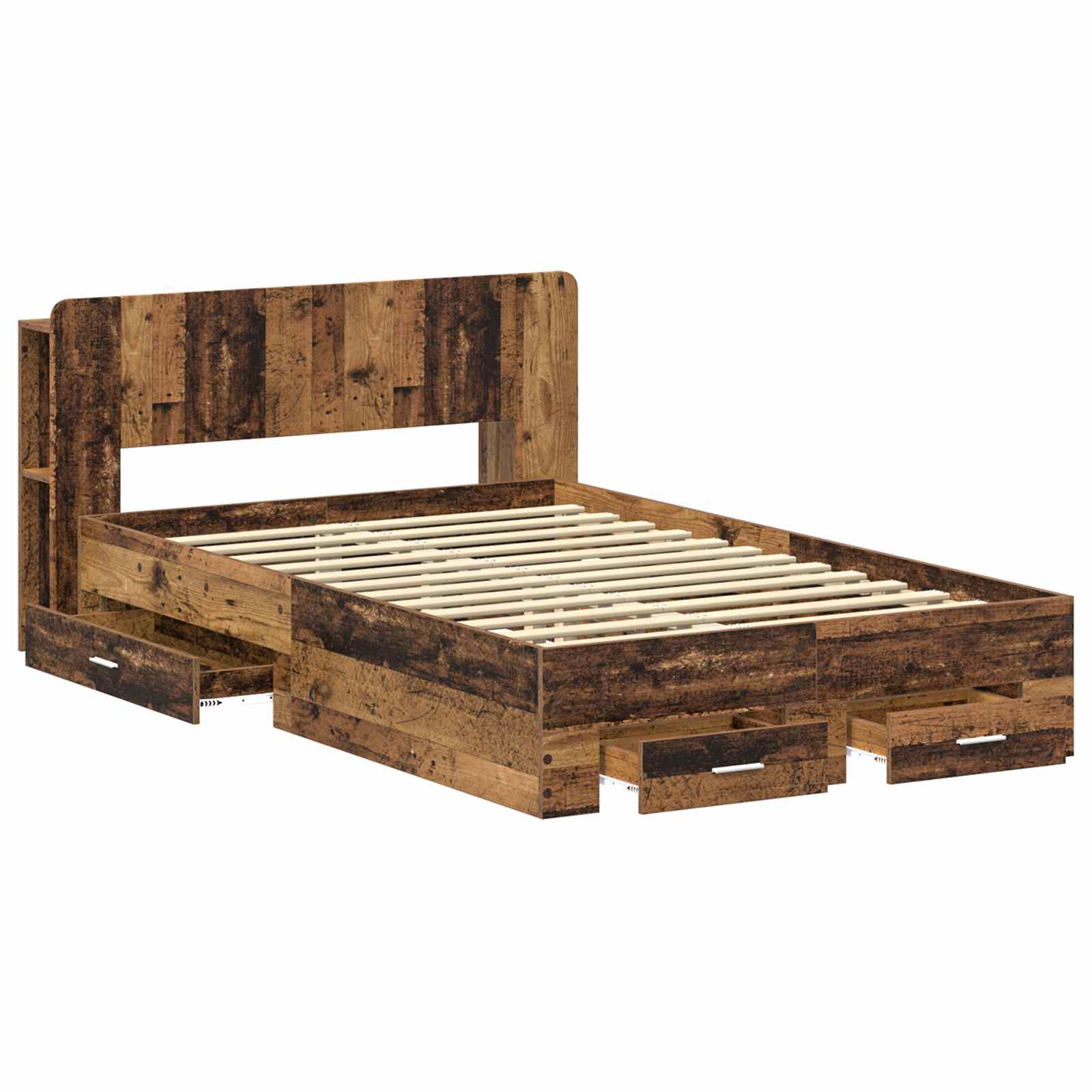 Cadre de lit avec rangement Bois ancien 120 x 190 cm