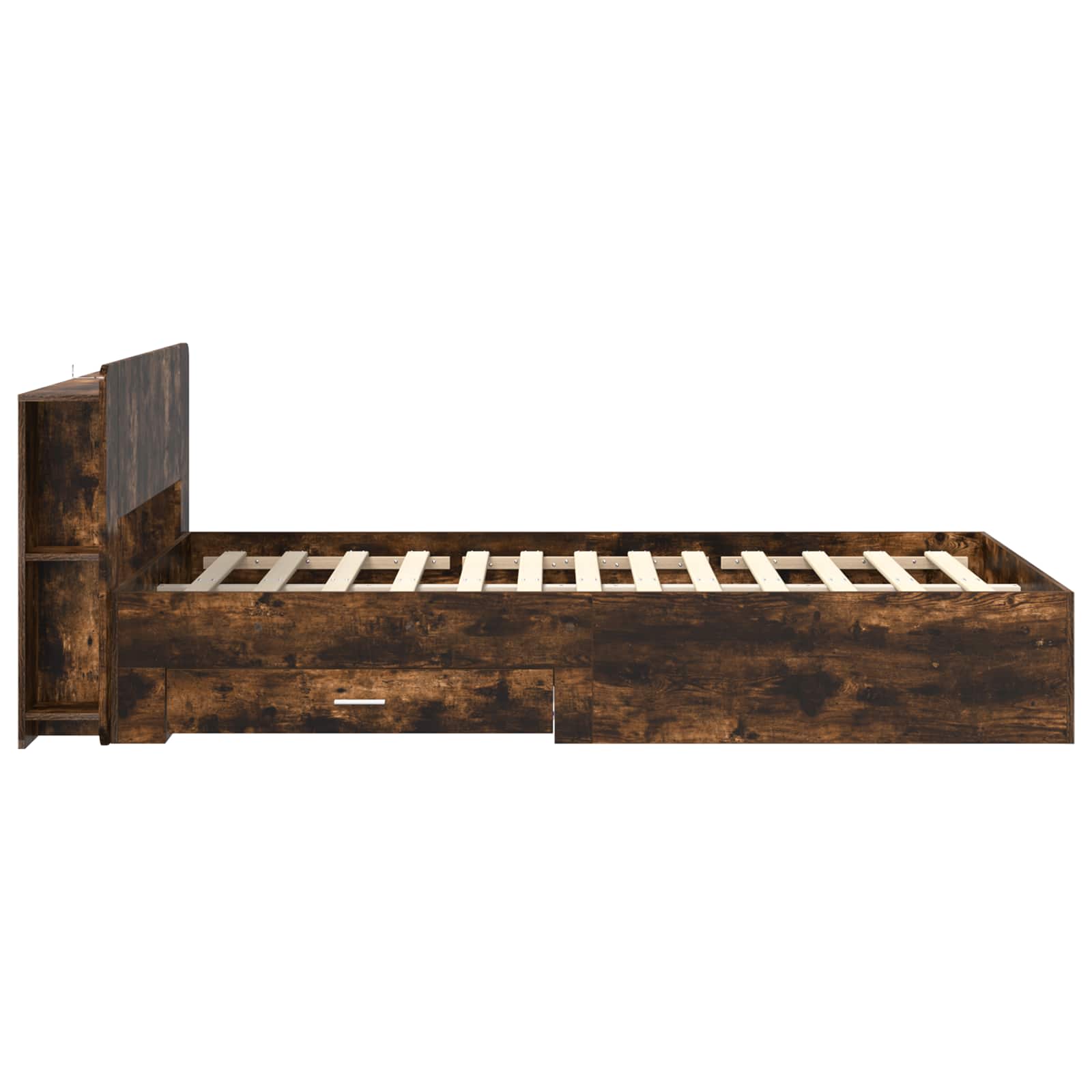 Cadre de lit avec rangement Chêne fumé 120 x 190 cm