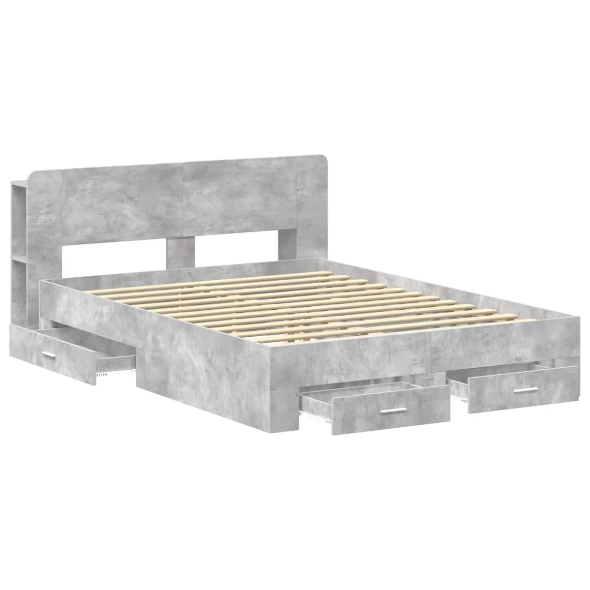 Cadre de lit avec rangement Gris béton 160 x 200 cm - XIOS