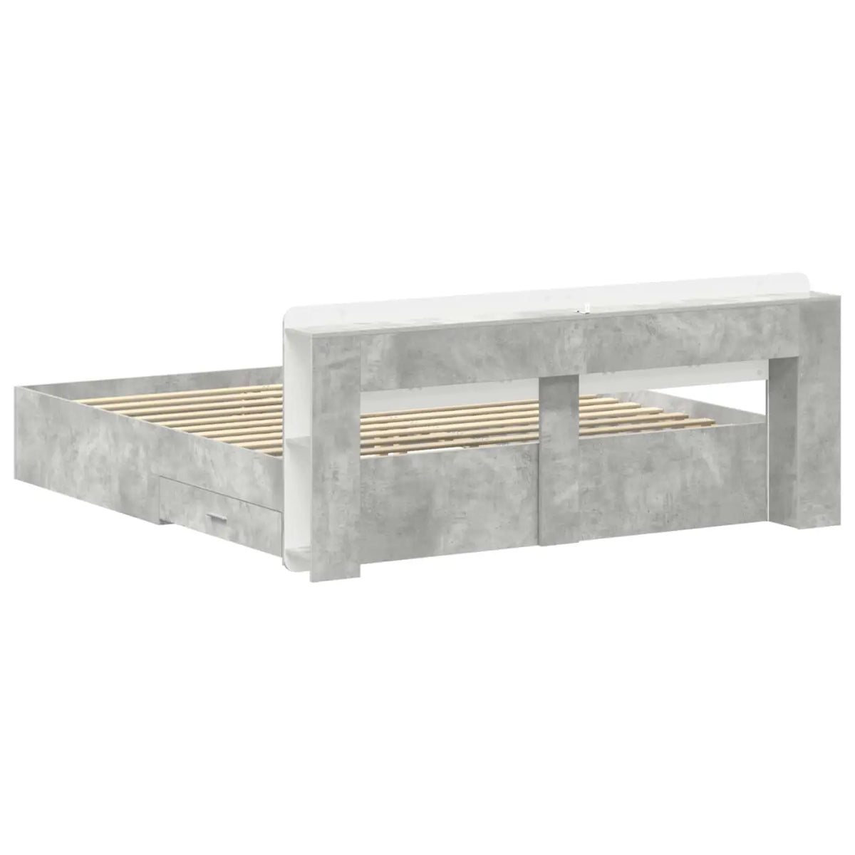 Cadre de lit avec rangement Gris béton 200 x 200 cm - XIOS
