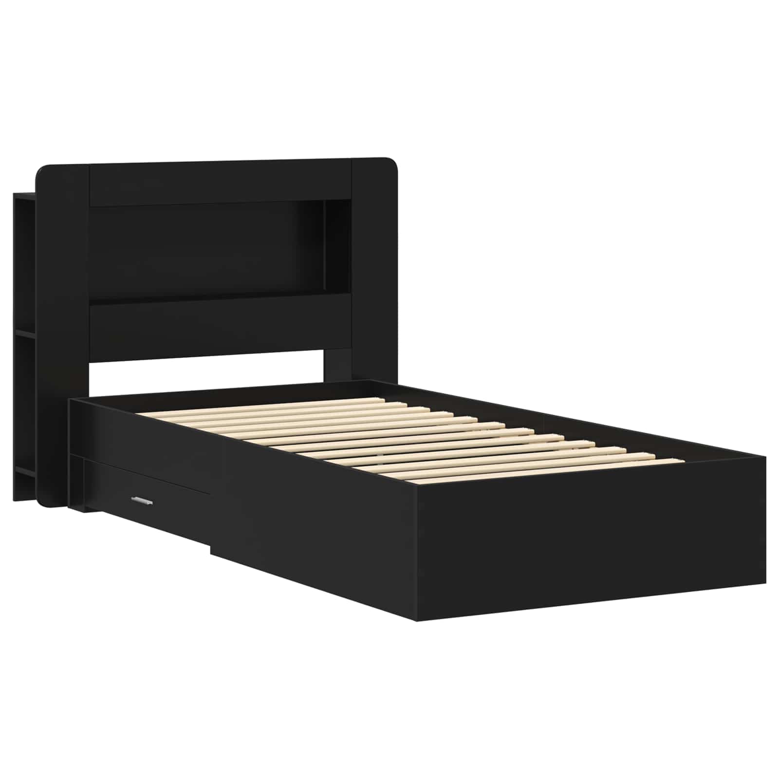 Cadre de lit avec rangement Noir 75 x 190 cm Bois d'ingénierie