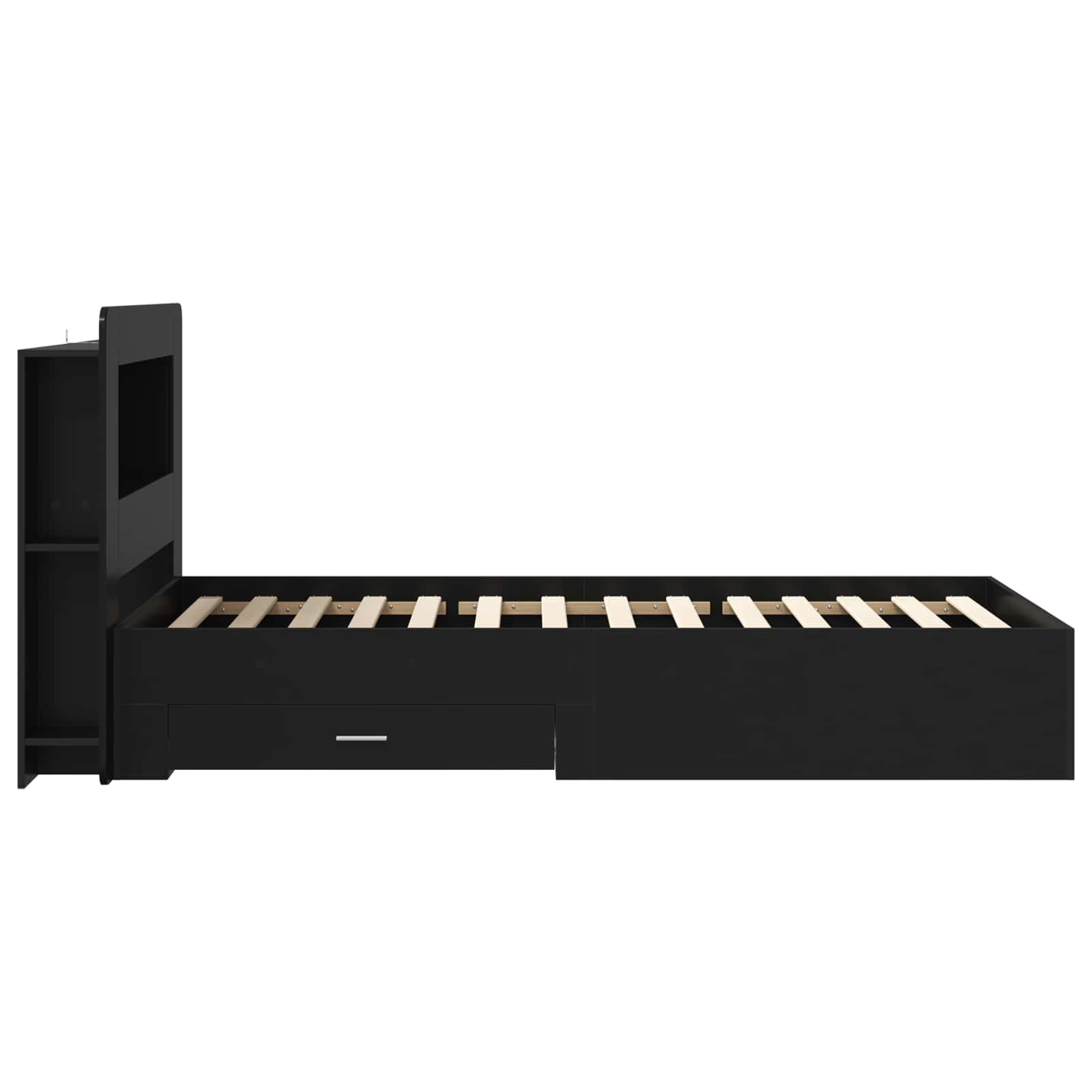 Cadre de lit avec rangement Noir 75 x 190 cm Bois d'ingénierie